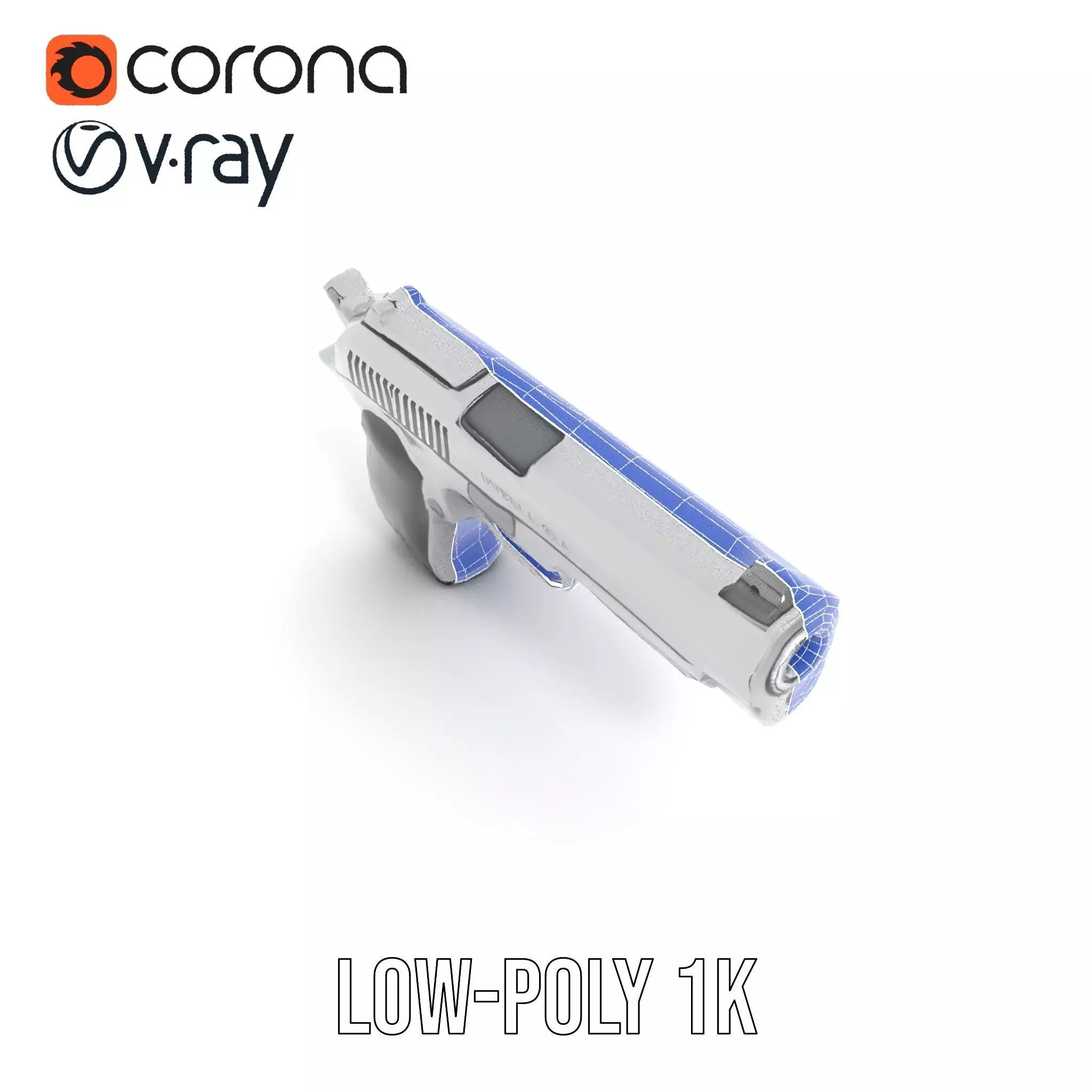 Sleek Silver Handgun model pack Low-poly 3D model_15