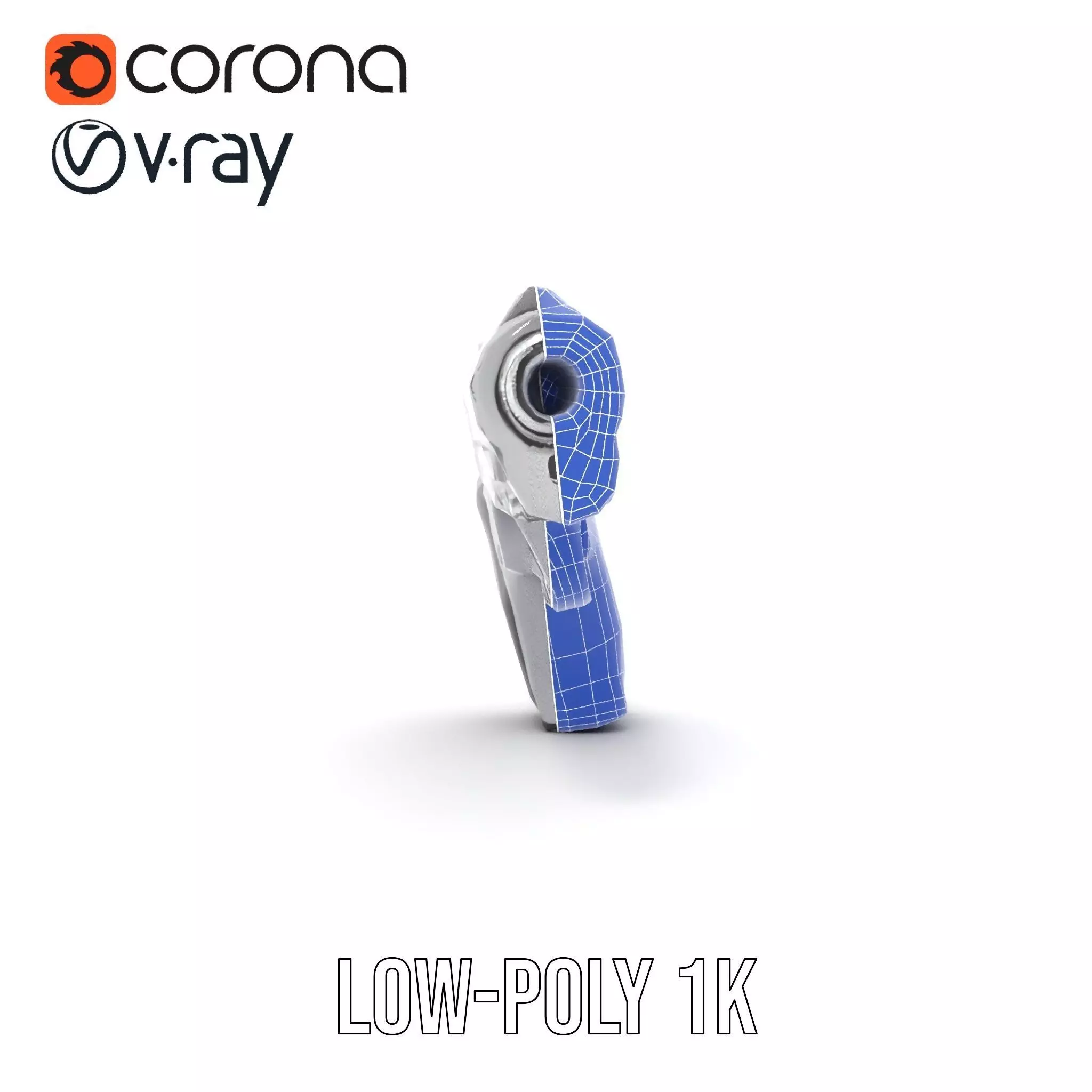 Sleek Silver Handgun model pack Low-poly 3D model_31