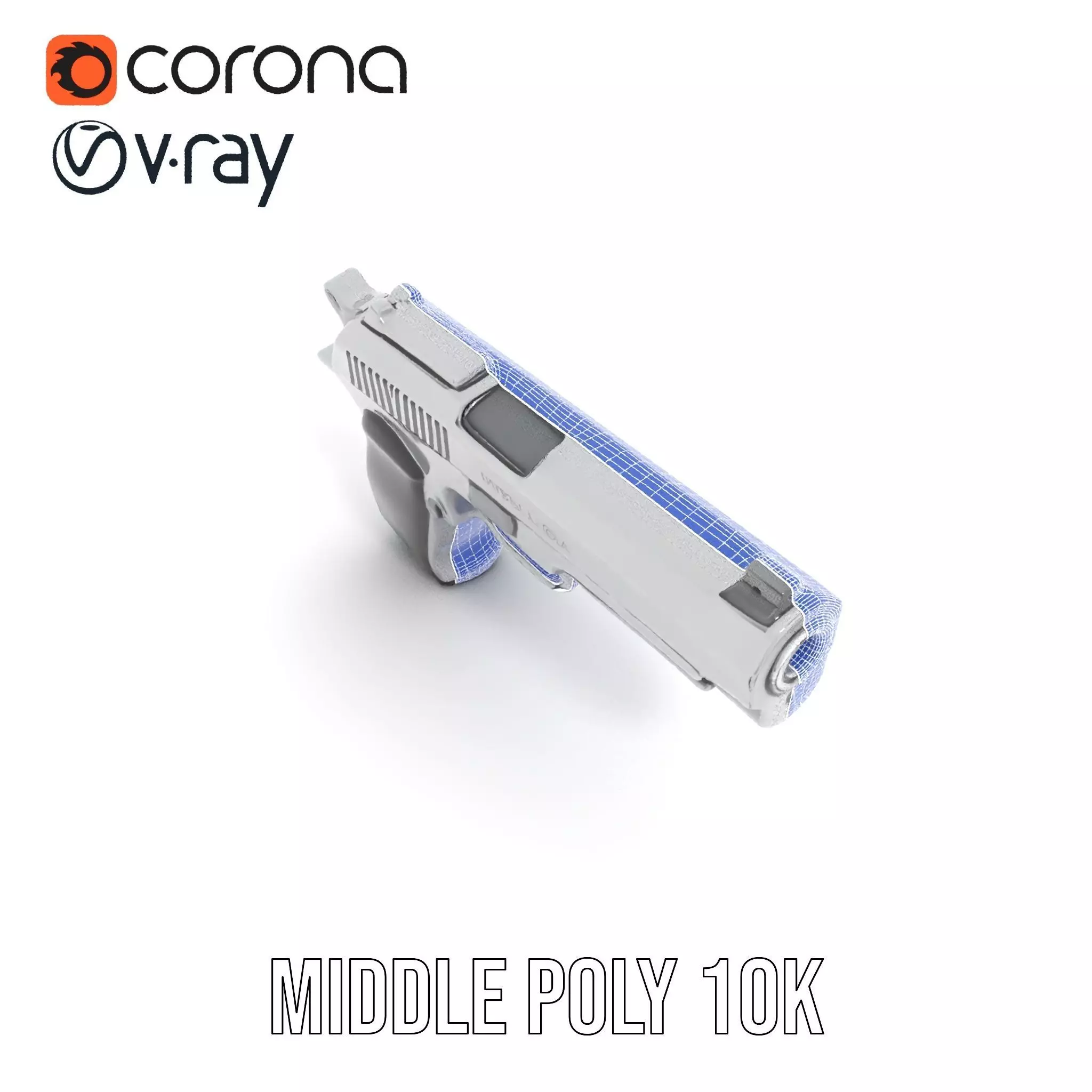 Sleek Silver Handgun model pack Low-poly 3D model_25