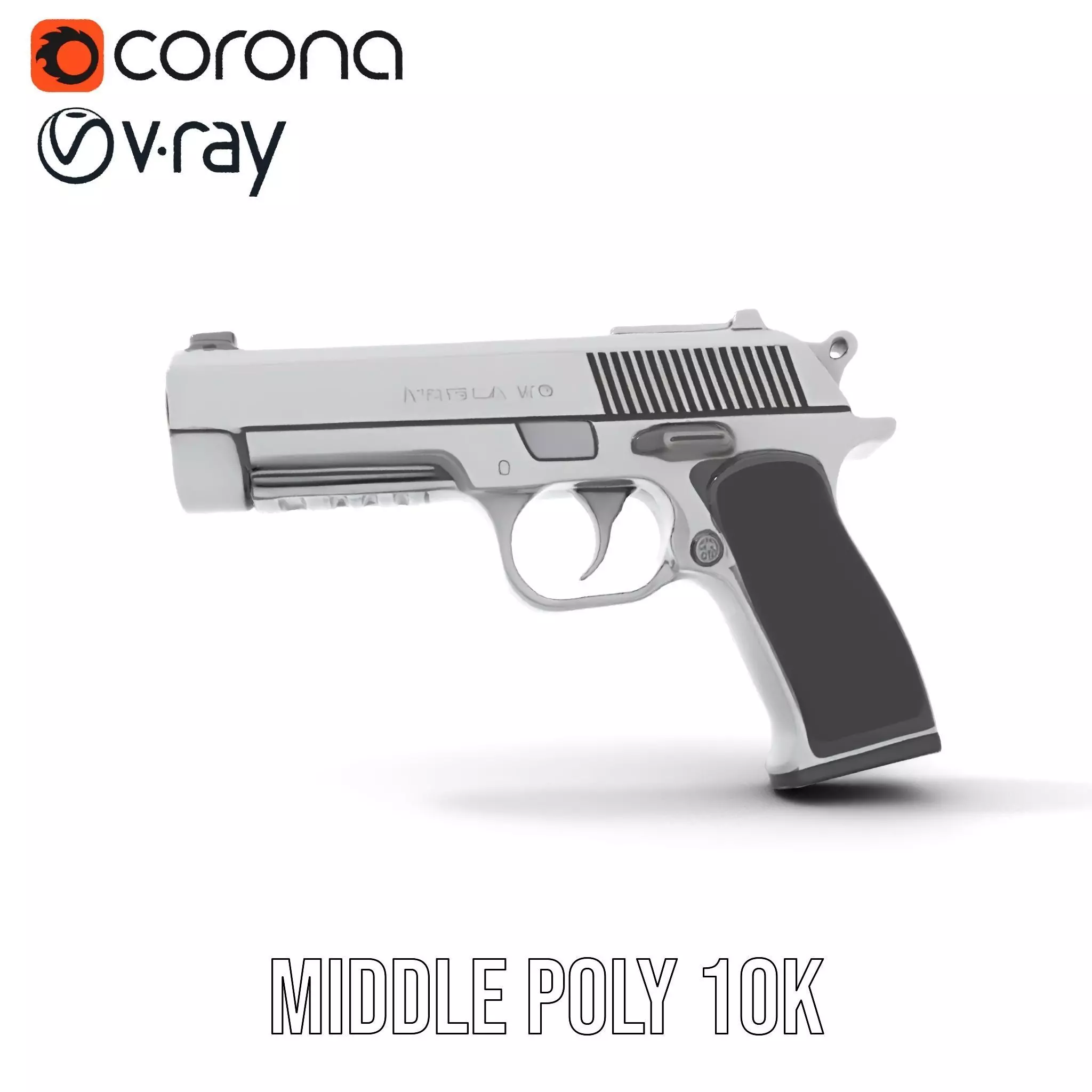 Sleek Silver Handgun model pack Low-poly 3D model_6