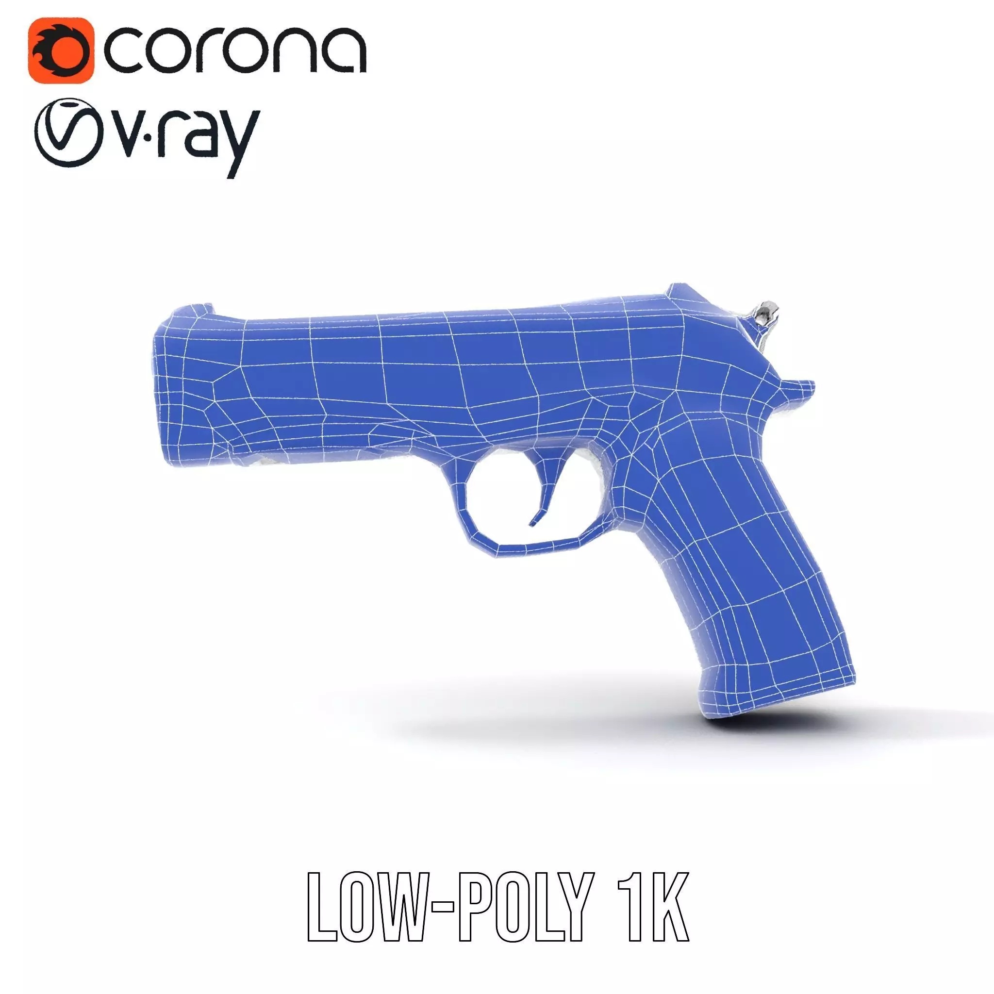 Sleek Silver Handgun model pack Low-poly 3D model_17