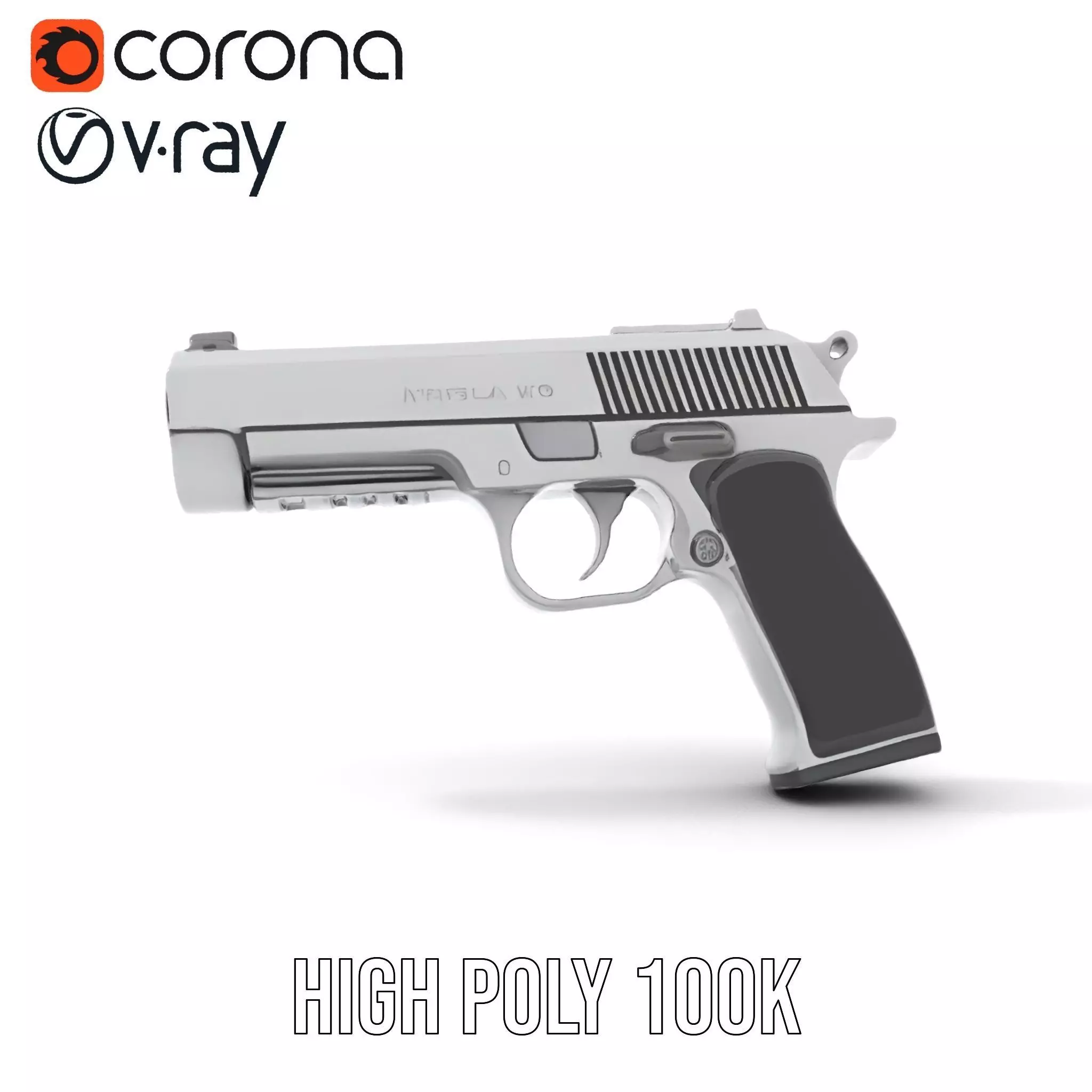 Sleek Silver Handgun model pack Low-poly 3D model_32