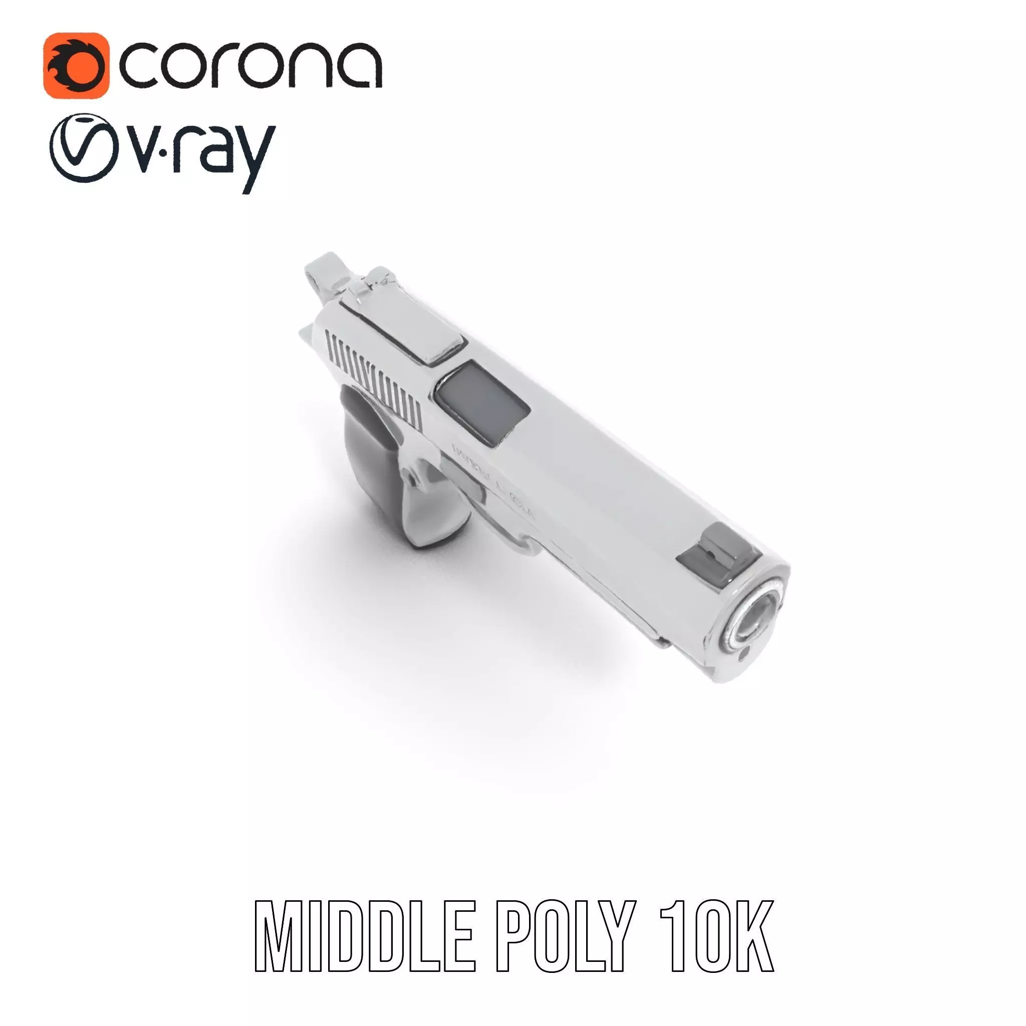 Sleek Silver Handgun model pack Low-poly 3D model_12