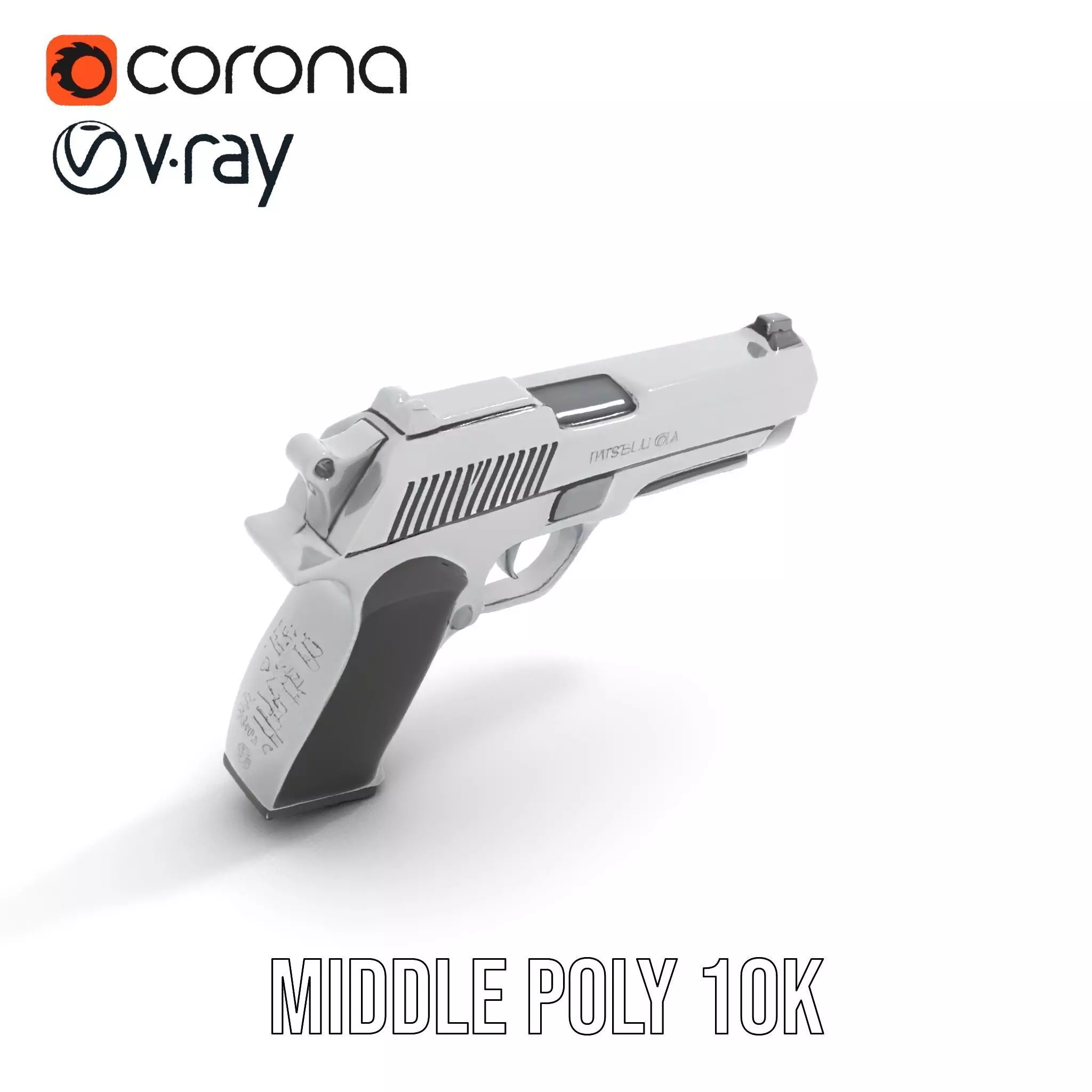 Sleek Silver Handgun model pack Low-poly 3D model_7