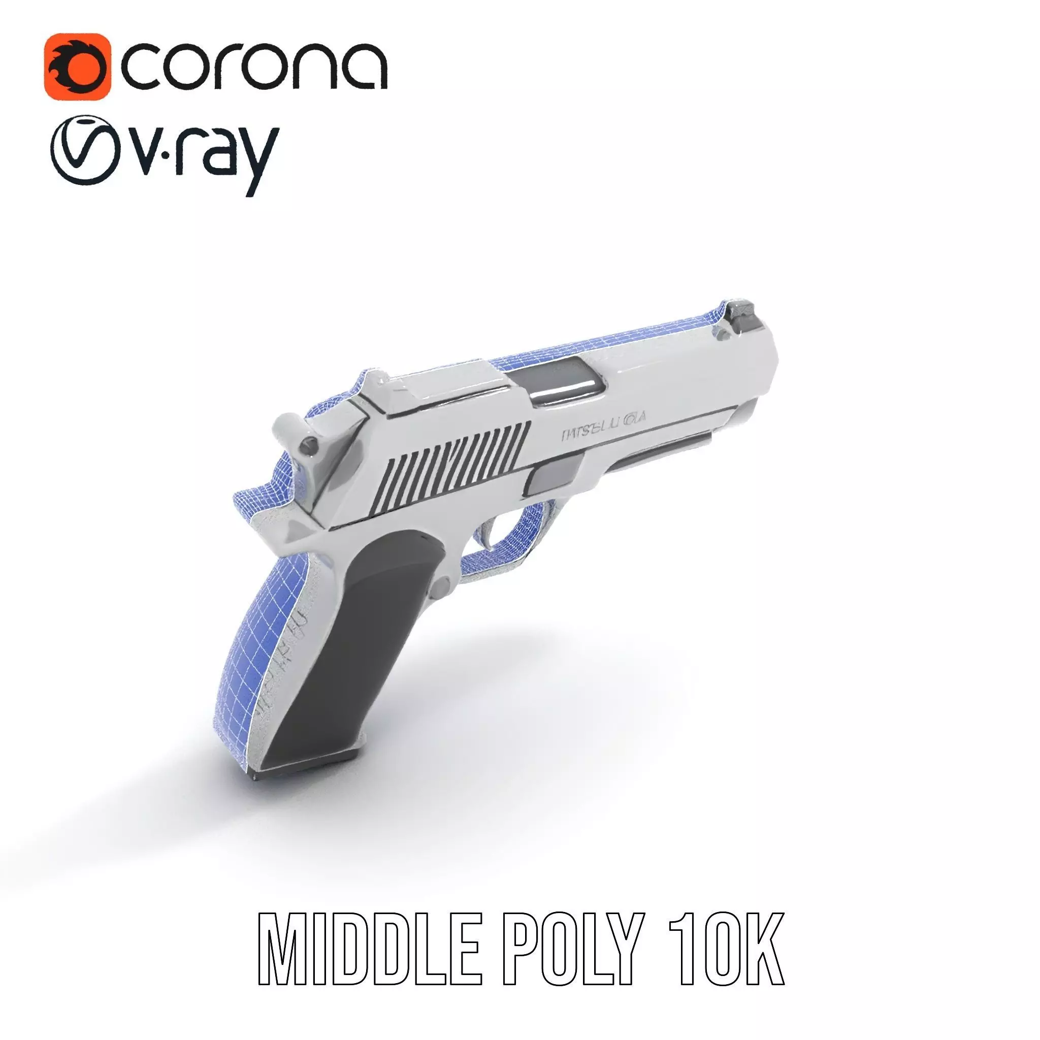 Sleek Silver Handgun model pack Low-poly 3D model_22