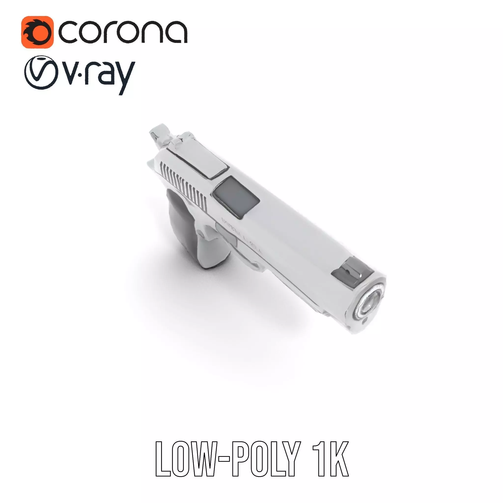 Sleek Silver Handgun model pack Low-poly 3D model_8