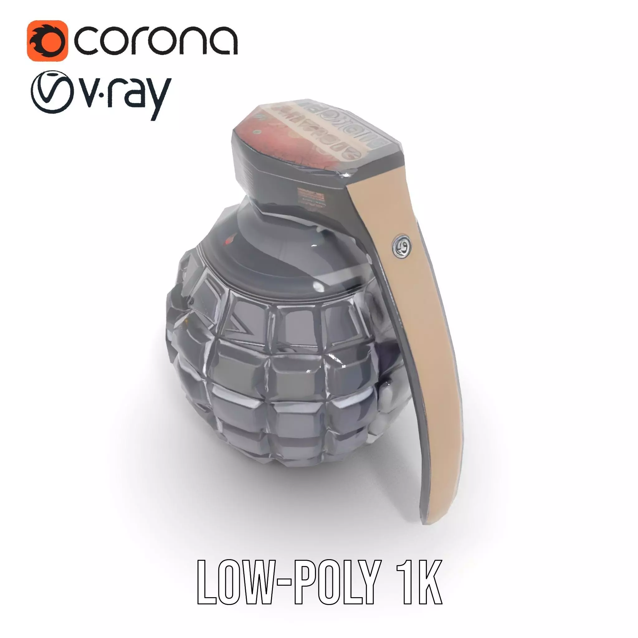Black Grenade model pack Low-poly 3D model_10