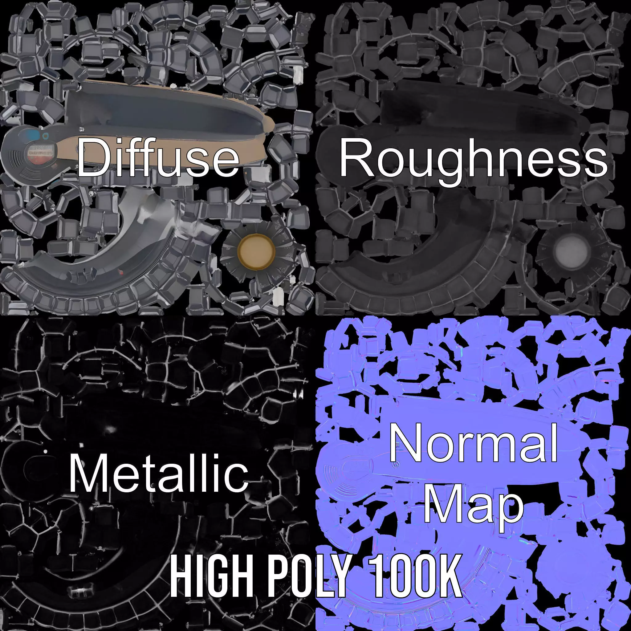 Black Grenade model pack Low-poly 3D model_4