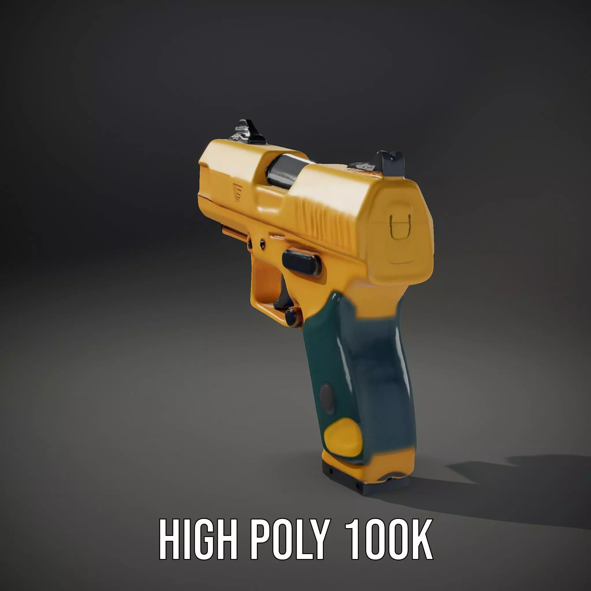 Vibrant Orange Pistol model pack Low-poly 3D model_28