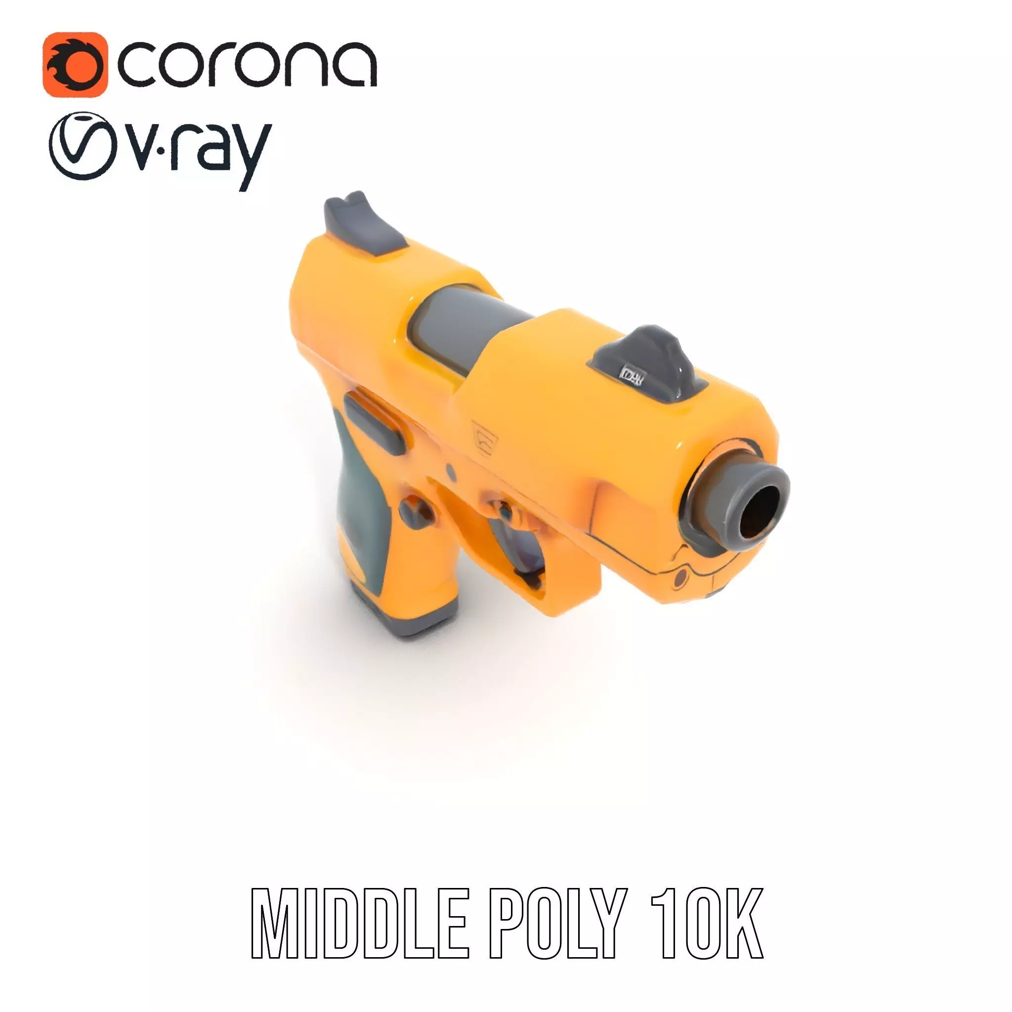 Vibrant Orange Pistol model pack Low-poly 3D model_15