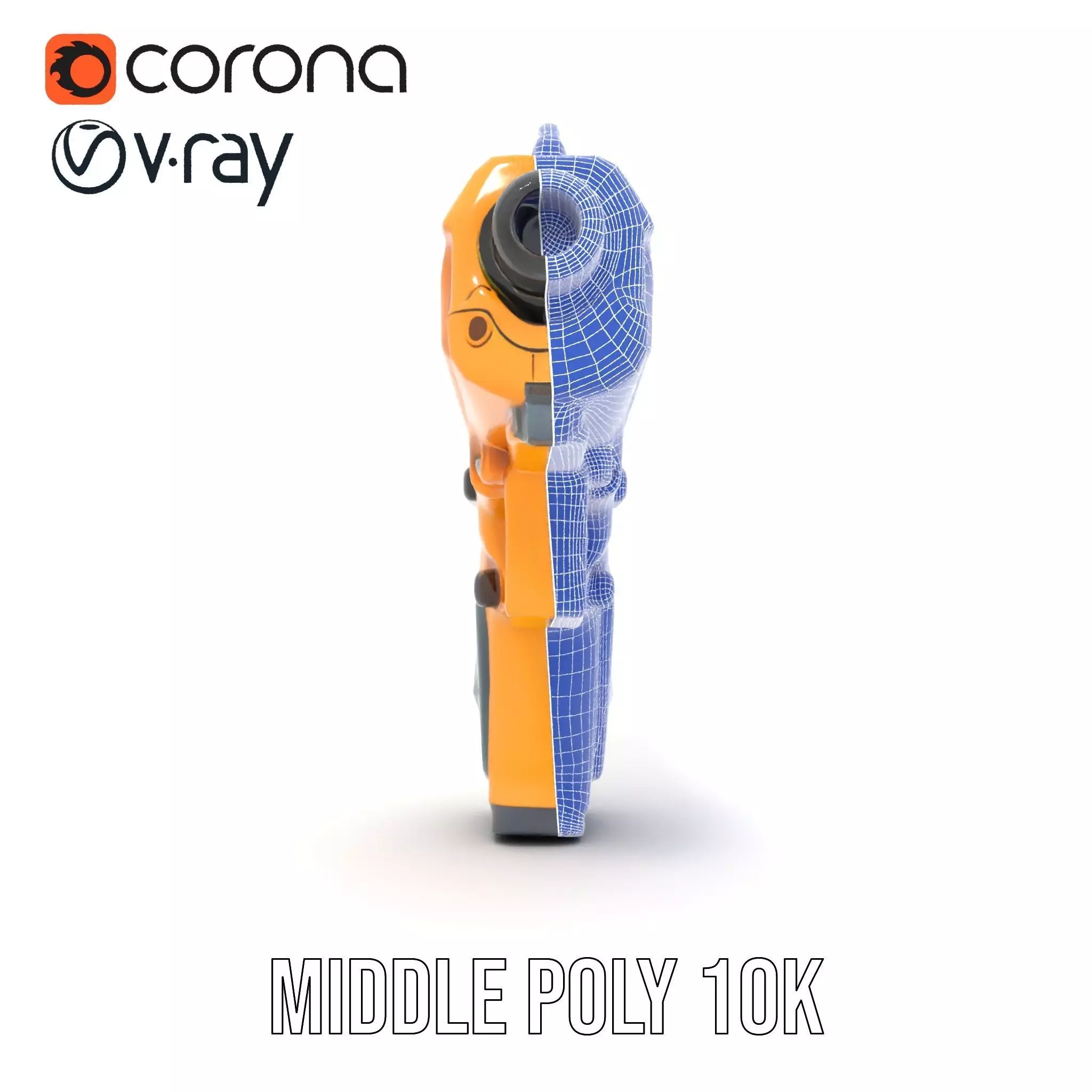 Vibrant Orange Pistol model pack Low-poly 3D model_29