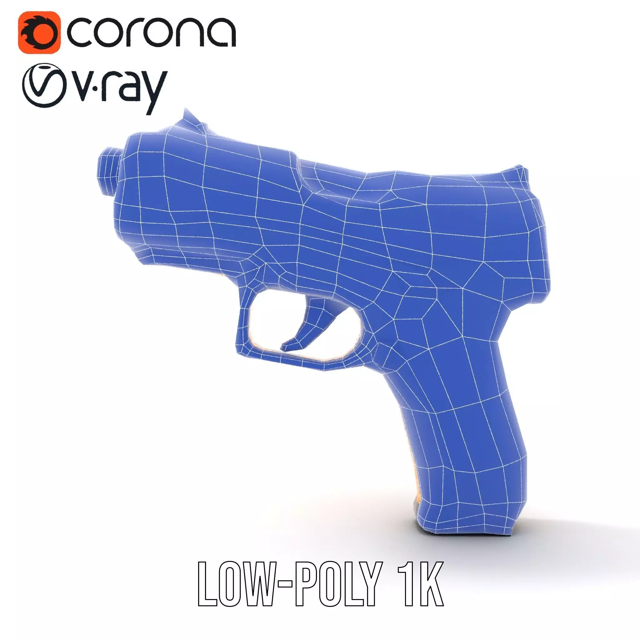 Vibrant Orange Pistol model pack Low-poly 3D model_30