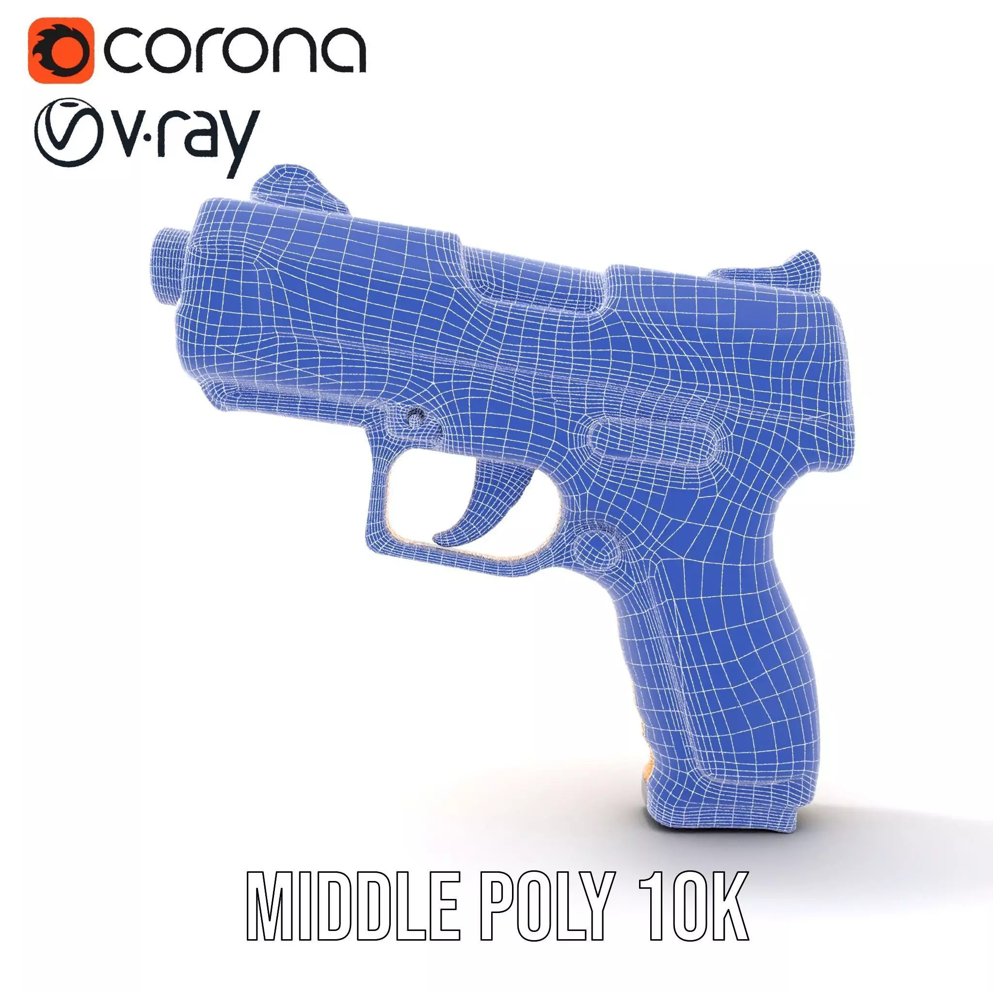 Vibrant Orange Pistol model pack Low-poly 3D model_20