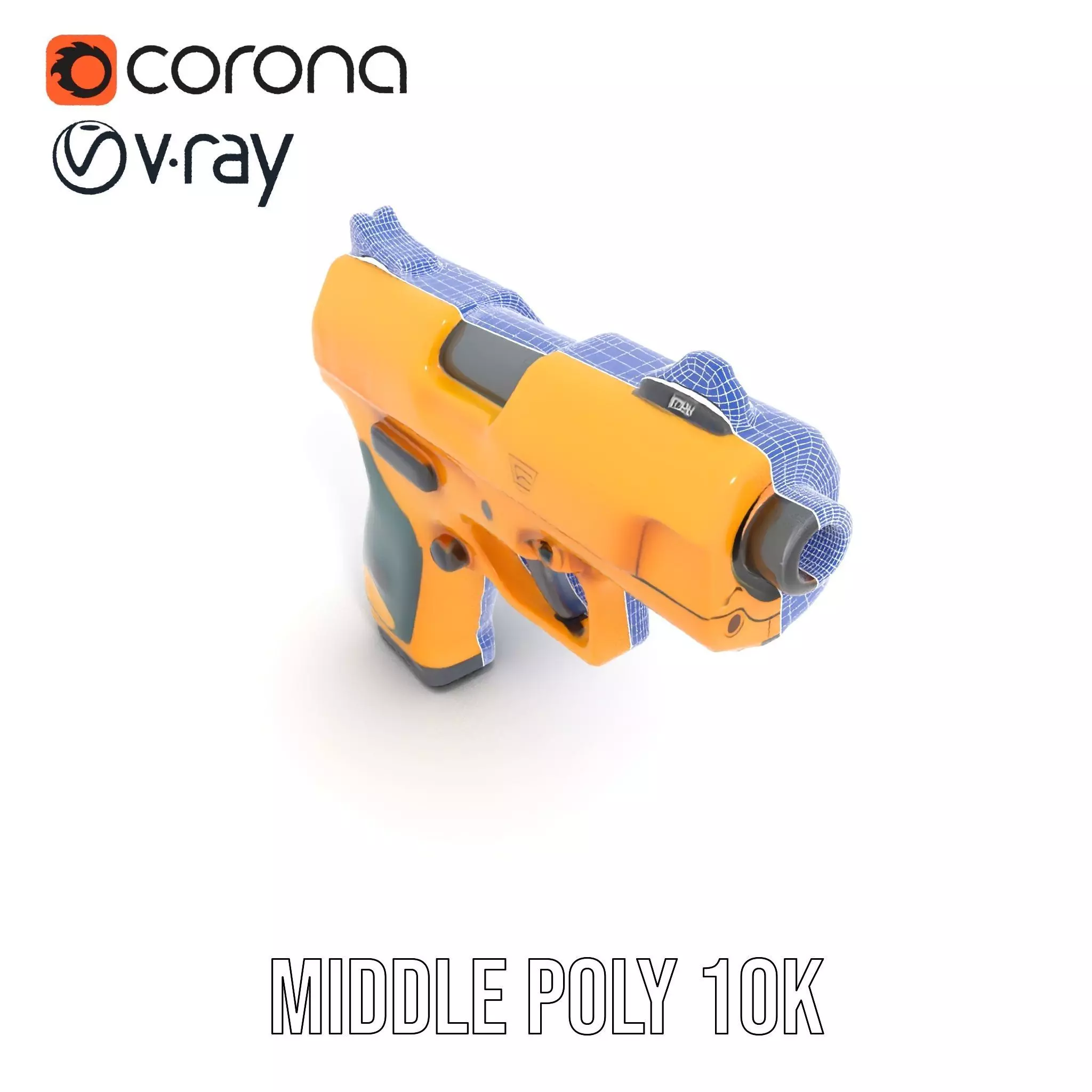 Vibrant Orange Pistol model pack Low-poly 3D model_26