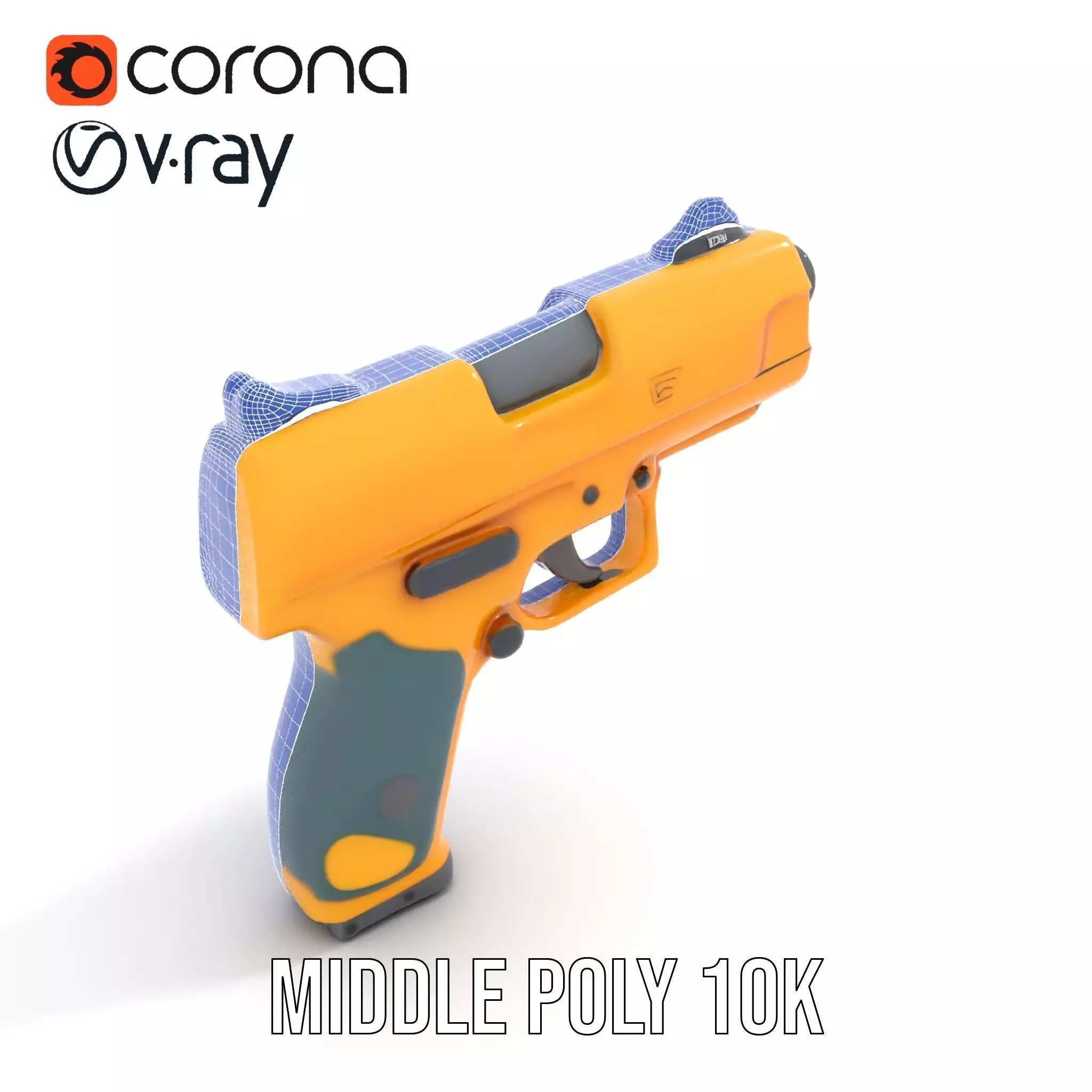 Vibrant Orange Pistol model pack Low-poly 3D model_23