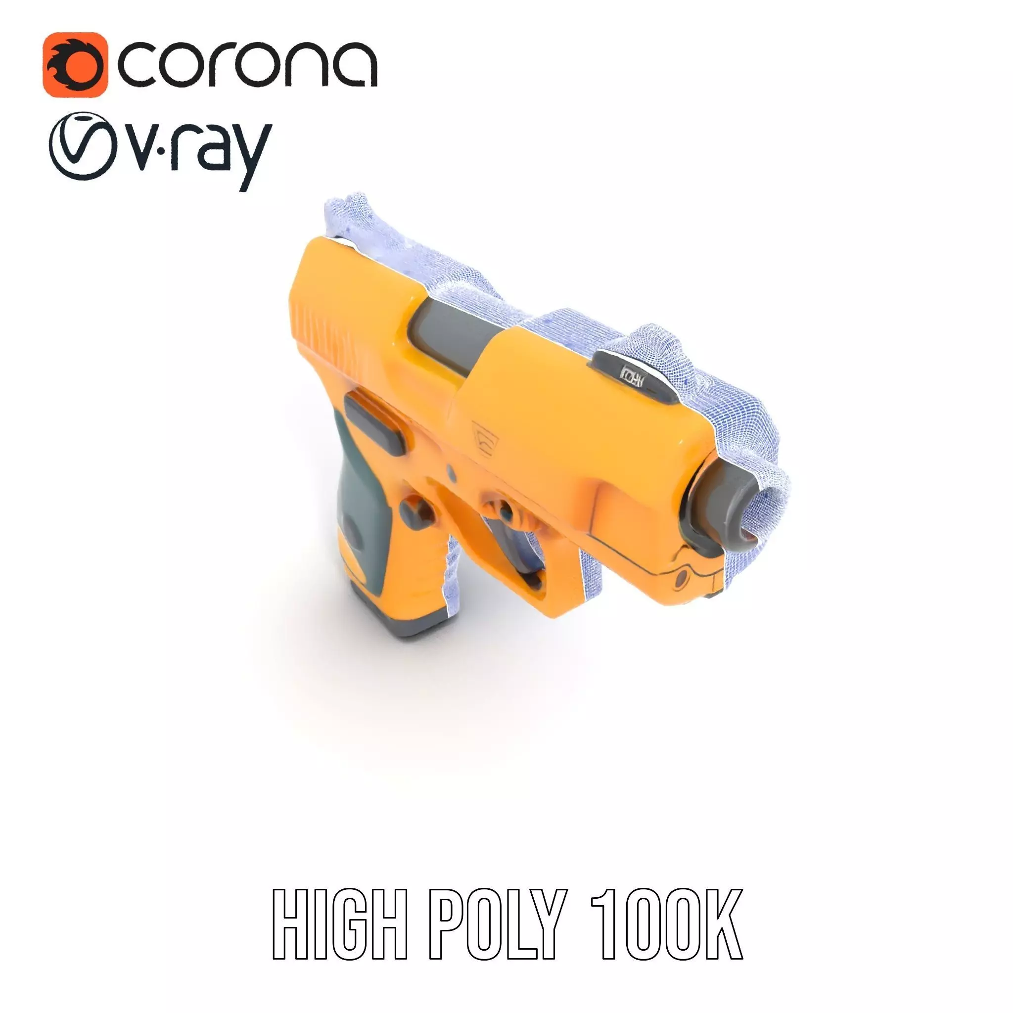 Vibrant Orange Pistol model pack Low-poly 3D model_33