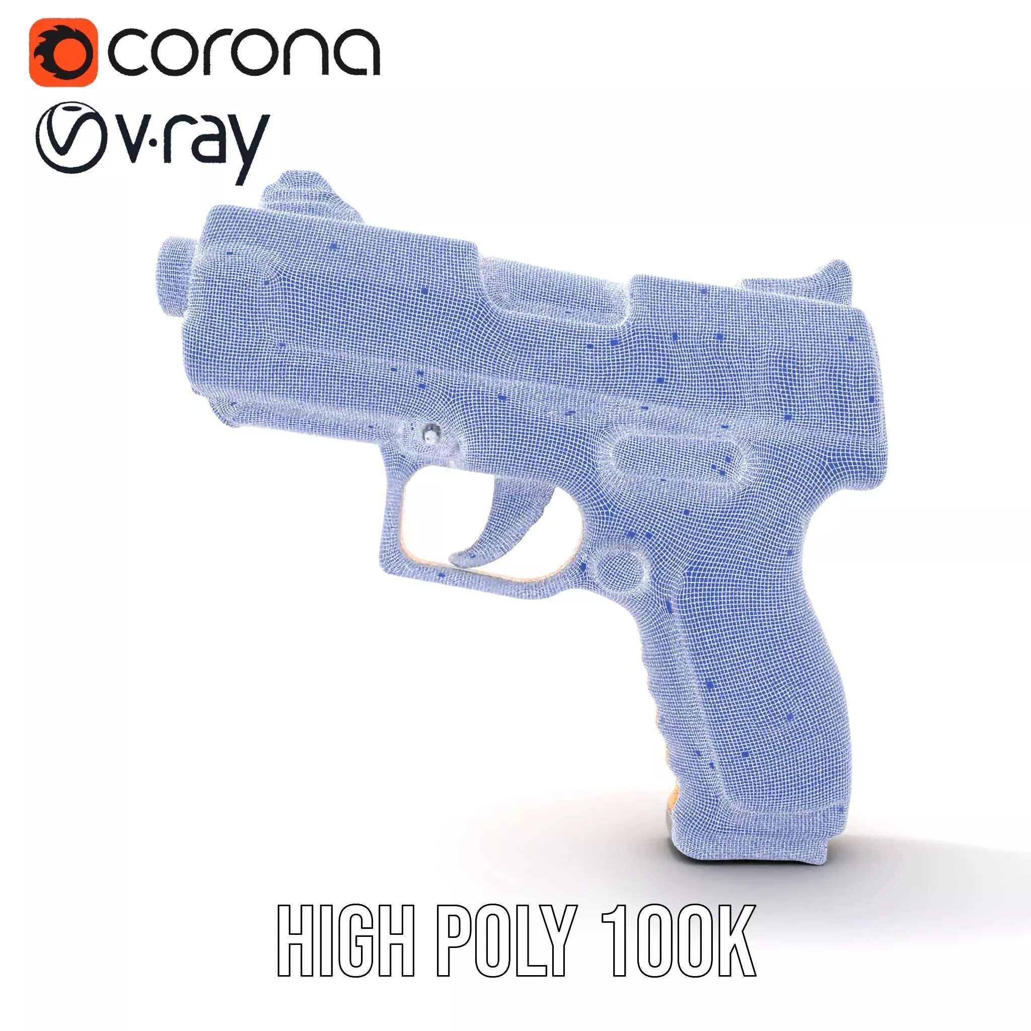 Vibrant Orange Pistol model pack Low-poly 3D model_32