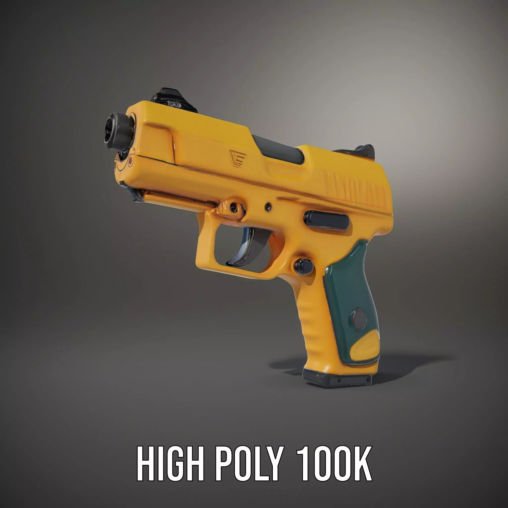Vibrant Orange Pistol model pack Low-poly 3D model_22
