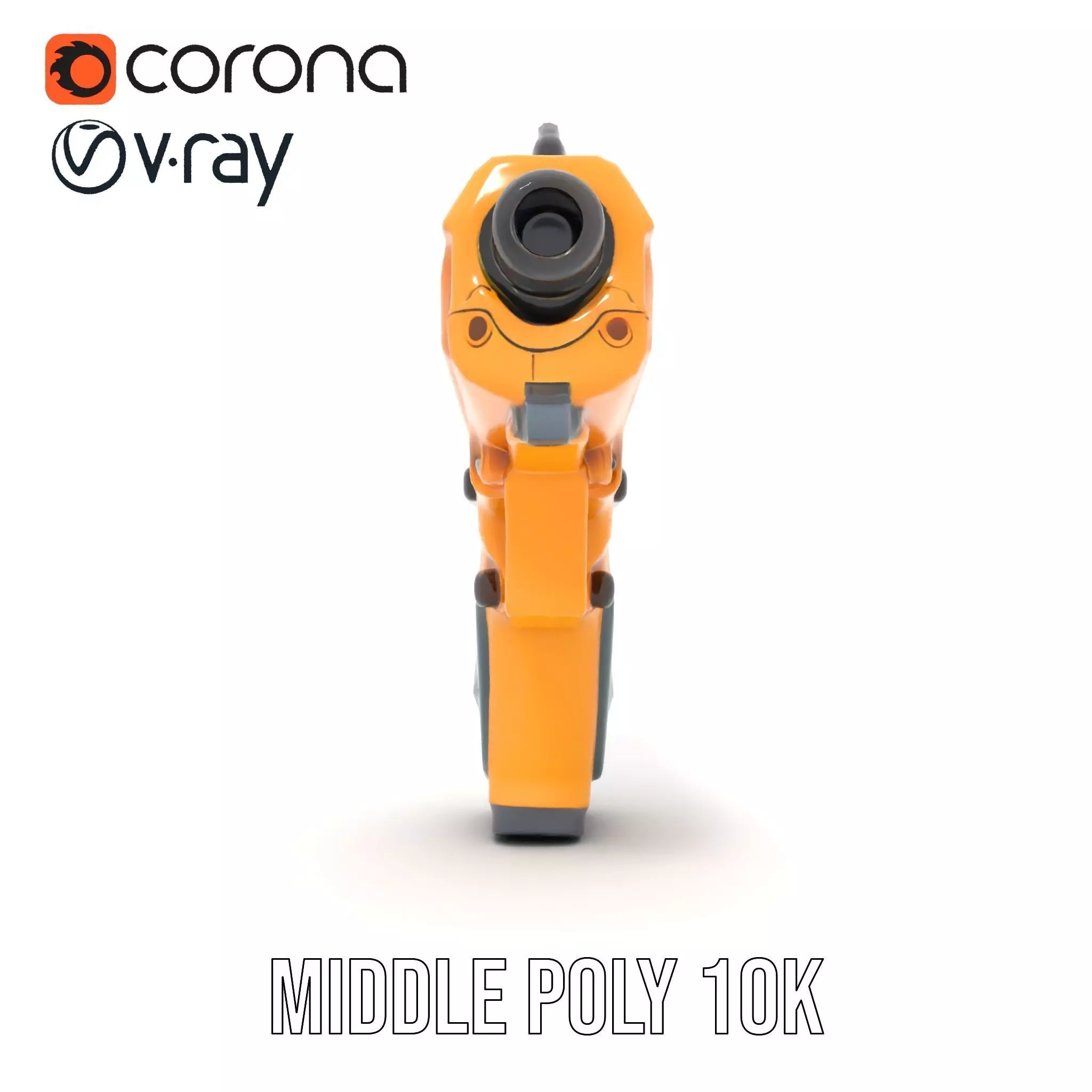 Vibrant Orange Pistol model pack Low-poly 3D model_6