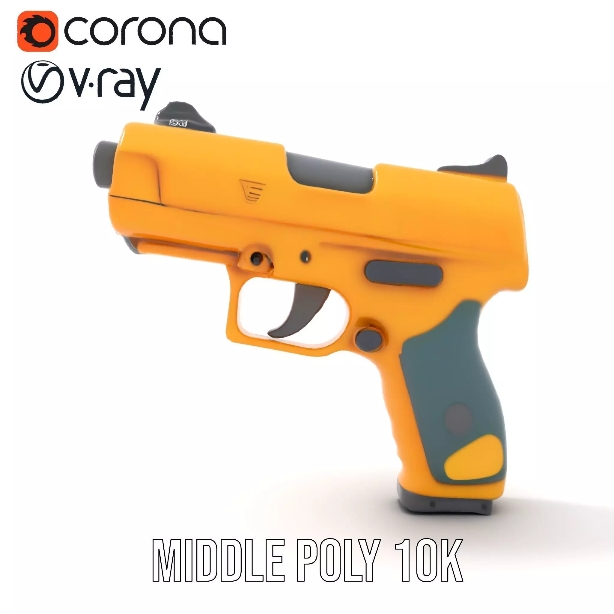 Vibrant Orange Pistol model pack Low-poly 3D model_9