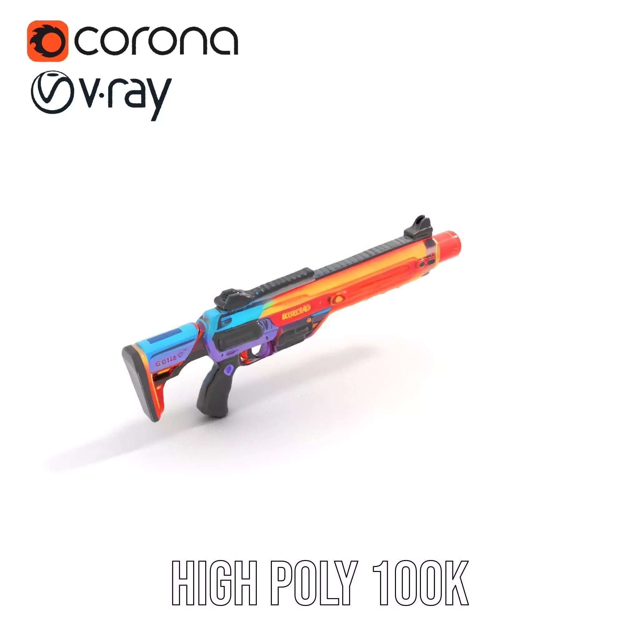 Neon Blaster model pack Low-poly 3D model_19