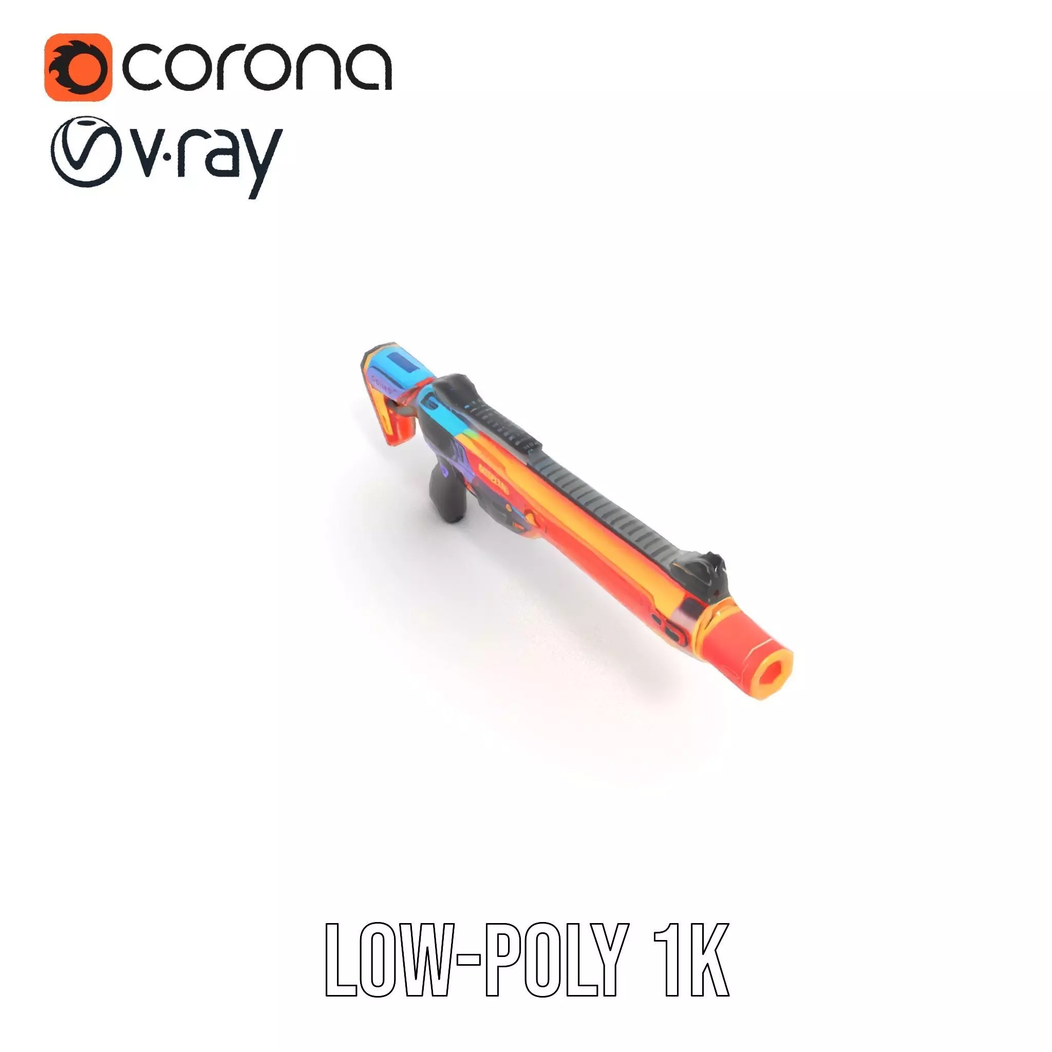 Neon Blaster model pack Low-poly 3D model_13