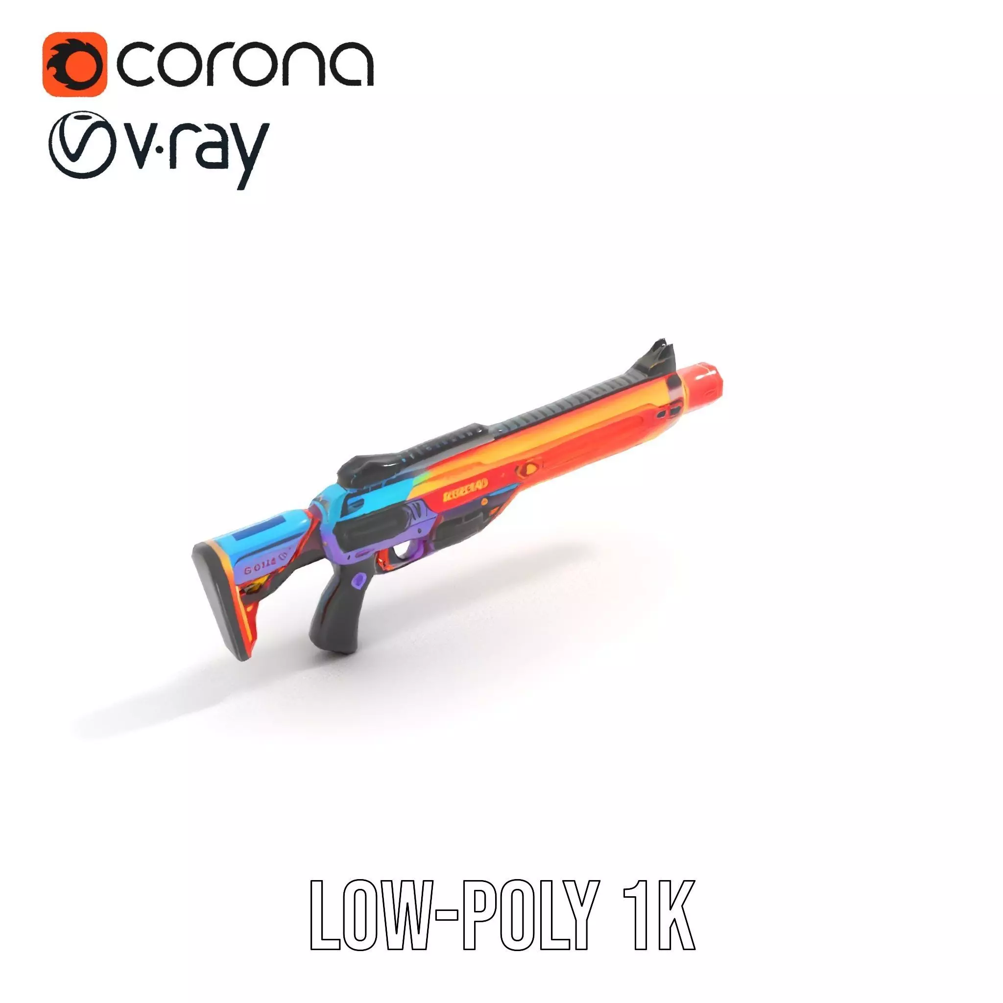 Neon Blaster model pack Low-poly 3D model_10