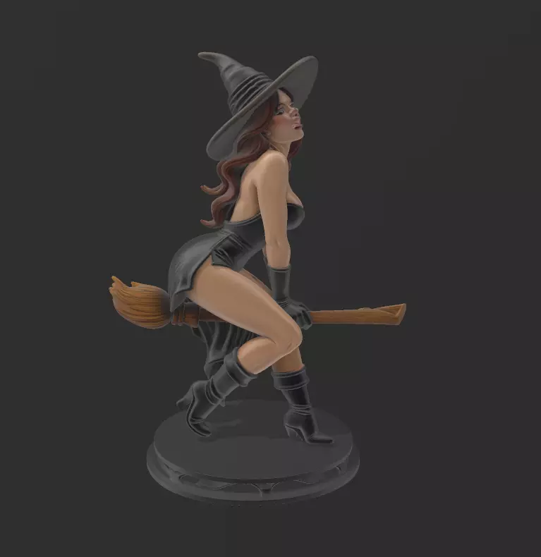 BRUJA CON ESCOBA 3D print model_3