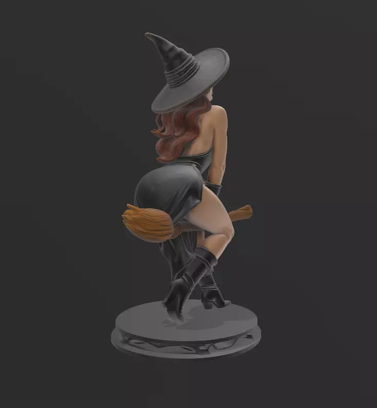 BRUJA CON ESCOBA 3D print model_2