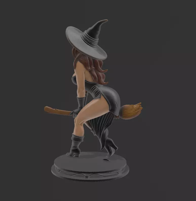 BRUJA CON ESCOBA 3D print model_1