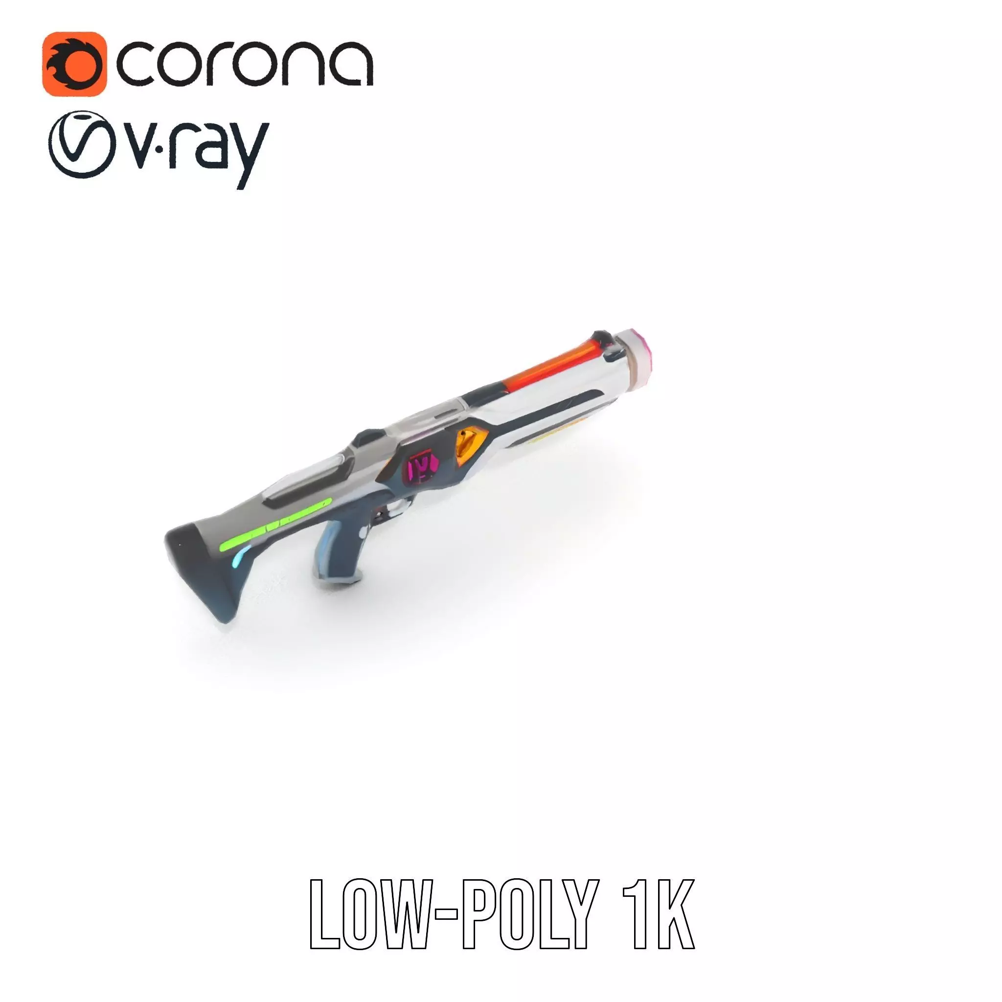 Neon Rifle model pack Low-poly 3D model_26