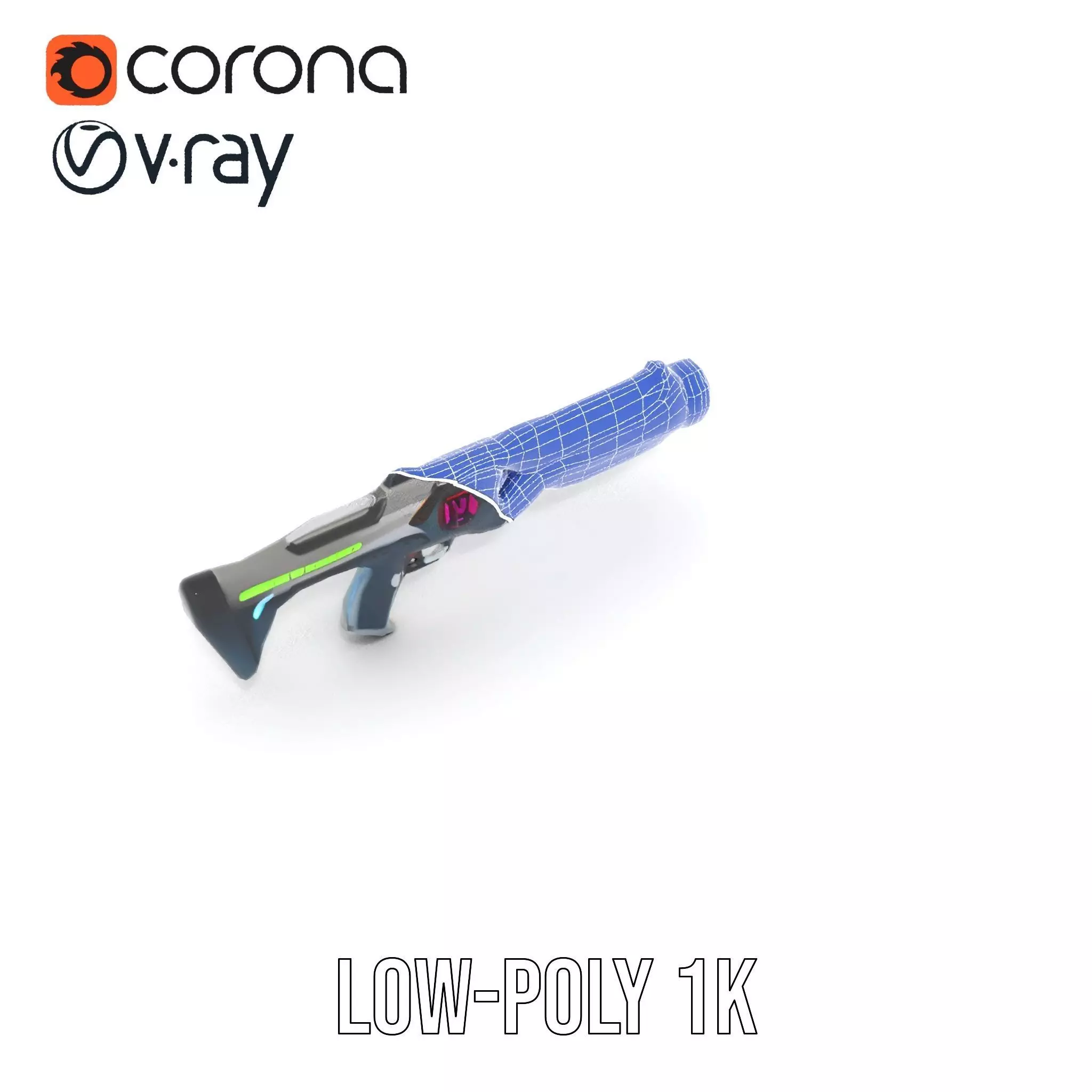 Neon Rifle model pack Low-poly 3D model_13