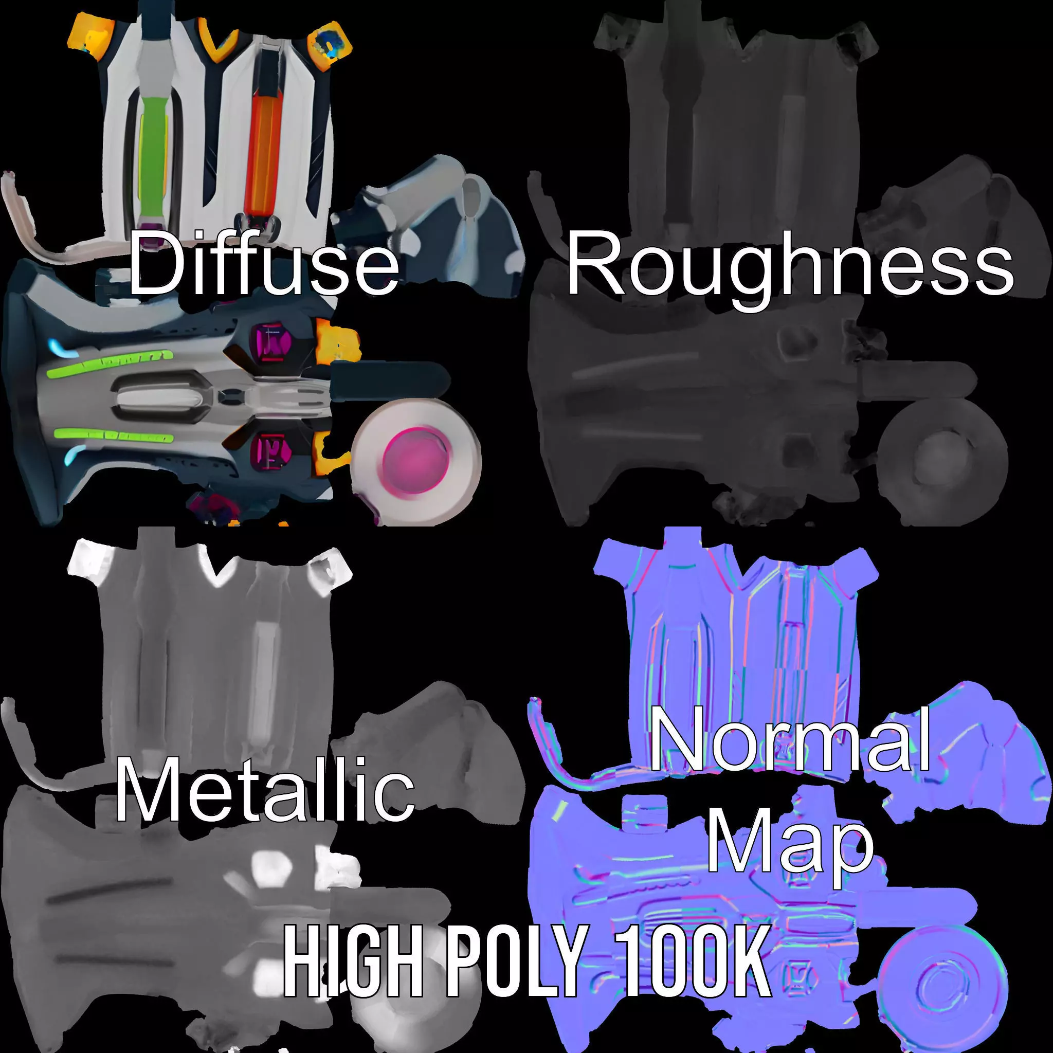 Neon Rifle model pack Low-poly 3D model_4