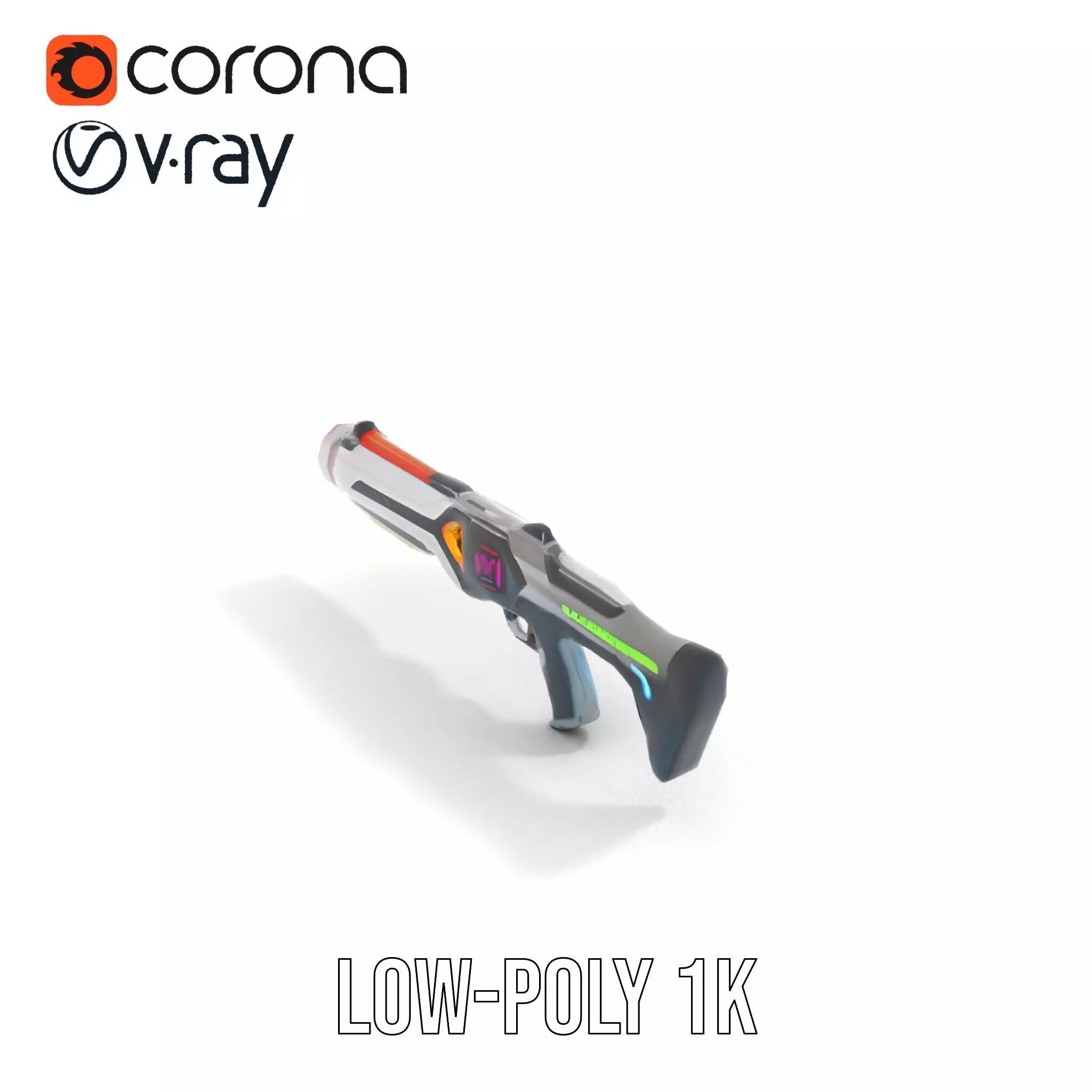 Neon Rifle model pack Low-poly 3D model_8