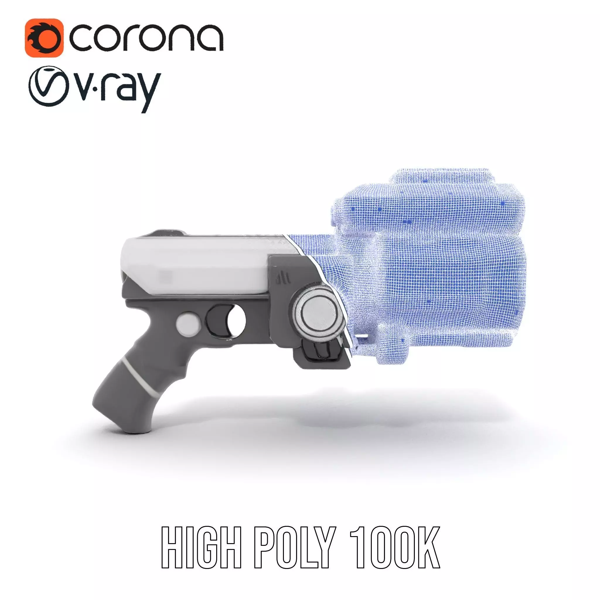 Futuristic Silver Blaster model pack Low-poly 3D model_35