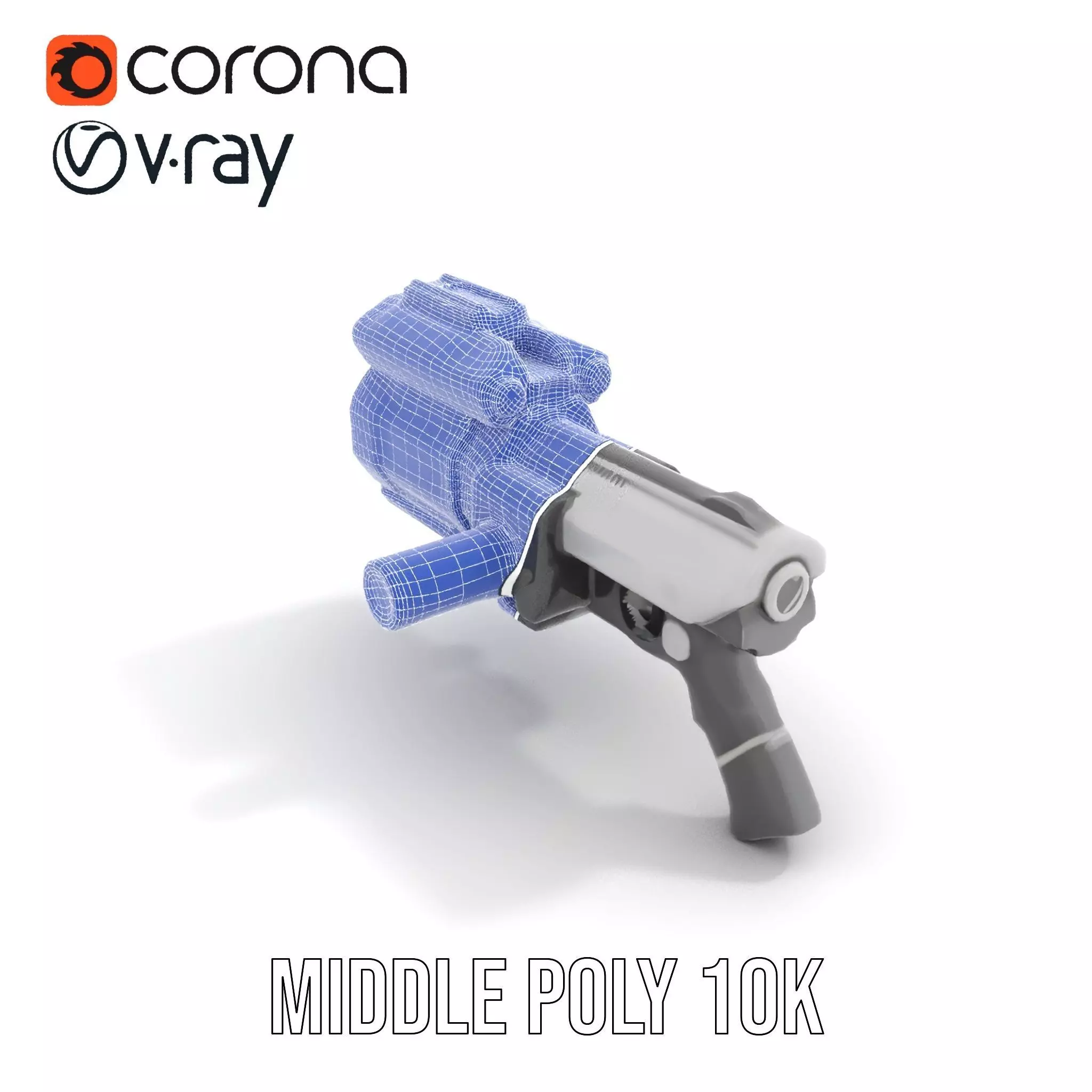 Futuristic Silver Blaster model pack Low-poly 3D model_12