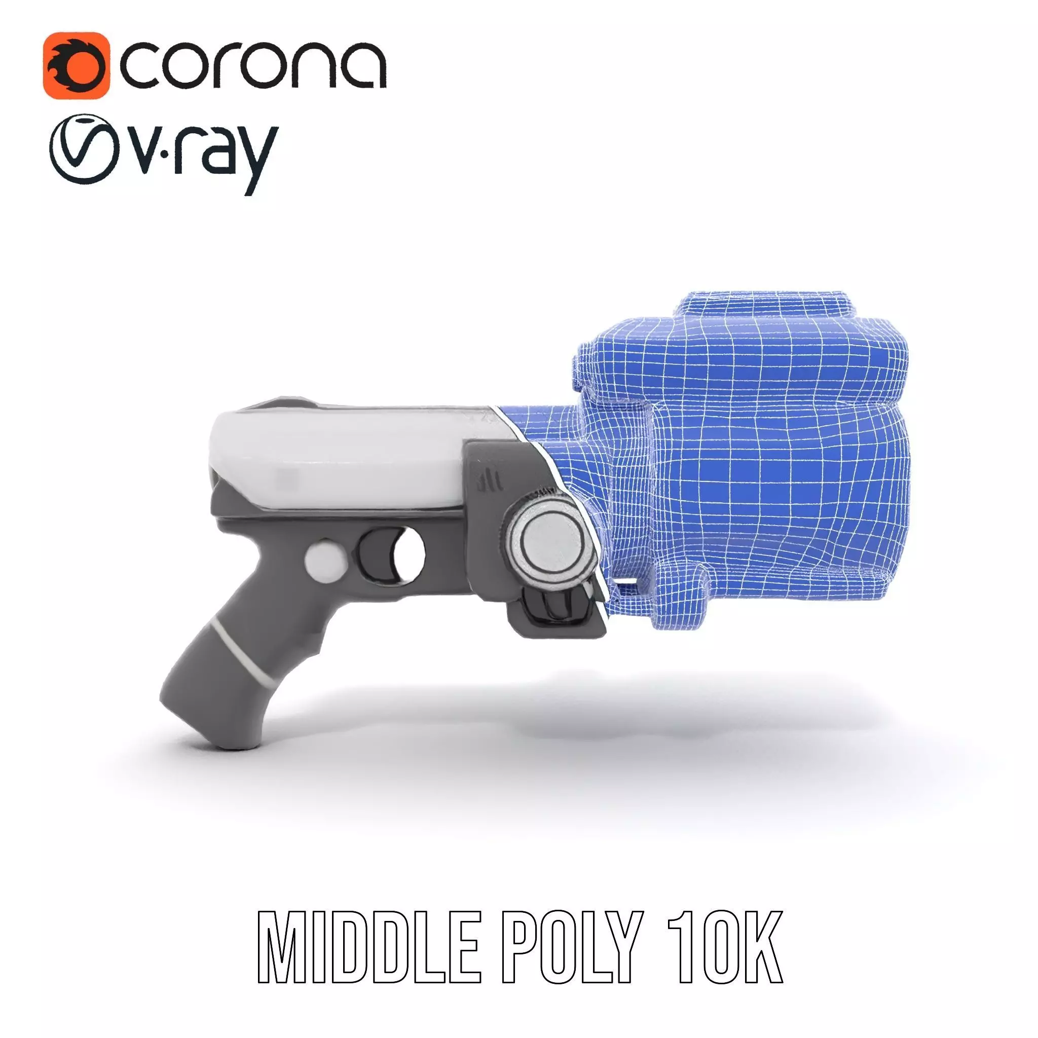 Futuristic Silver Blaster model pack Low-poly 3D model_30