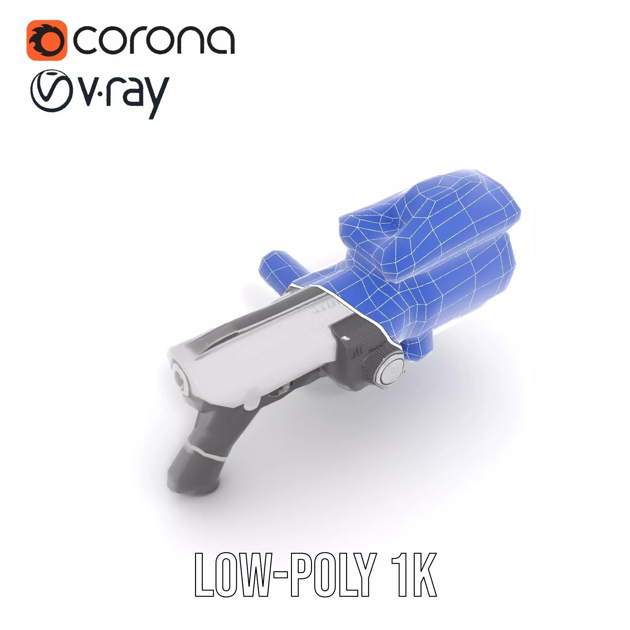 Futuristic Silver Blaster model pack Low-poly 3D model_28