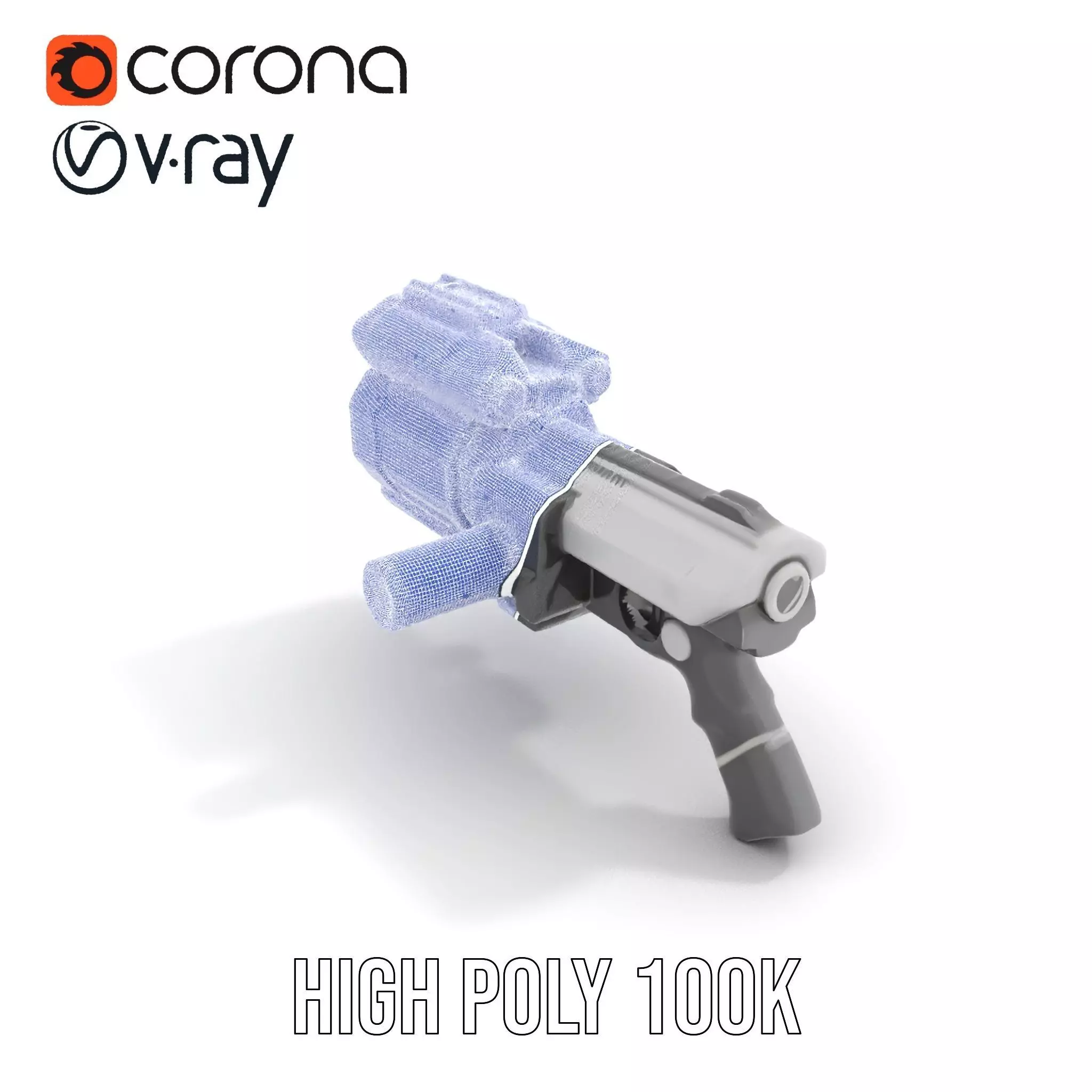 Futuristic Silver Blaster model pack Low-poly 3D model_24