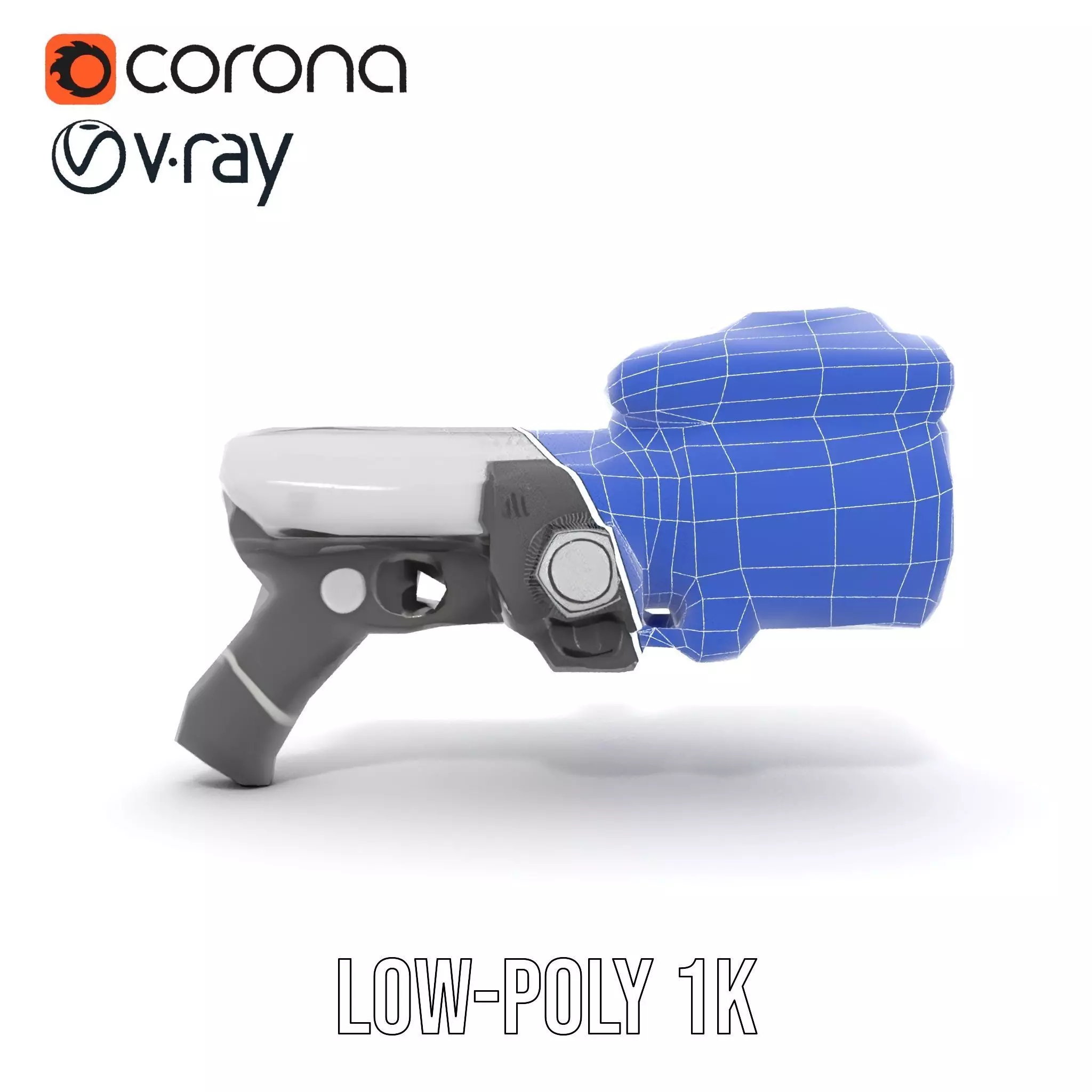 Futuristic Silver Blaster model pack Low-poly 3D model_20