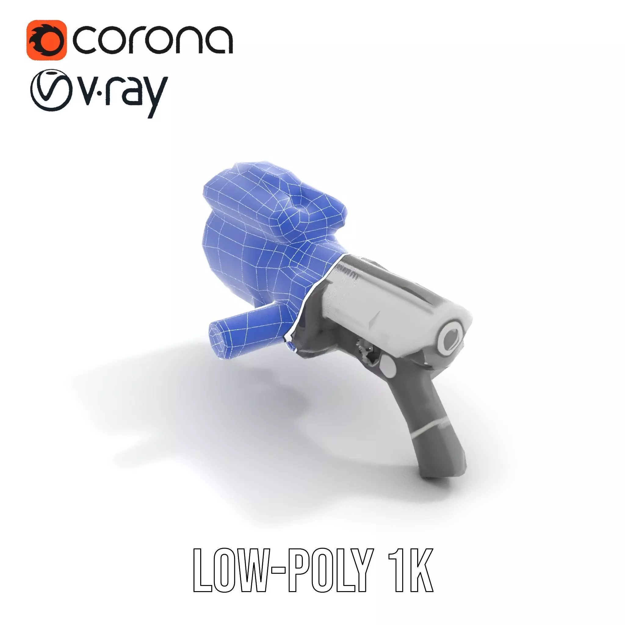 Futuristic Silver Blaster model pack Low-poly 3D model_10