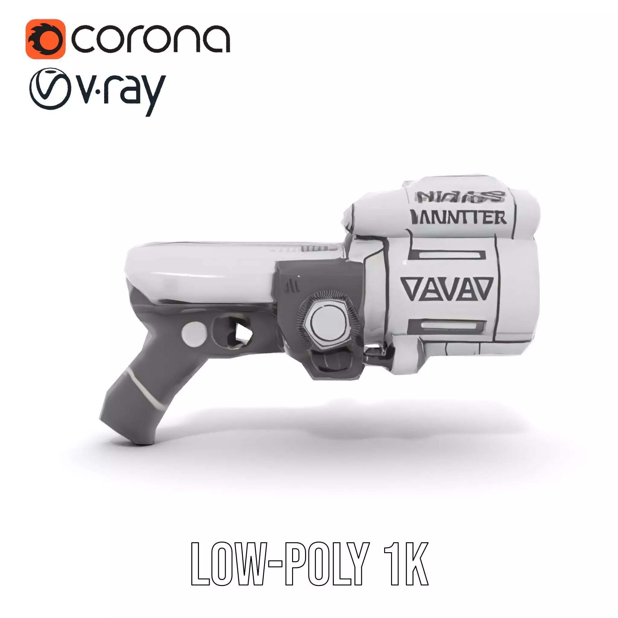 Futuristic Silver Blaster model pack Low-poly 3D model_31