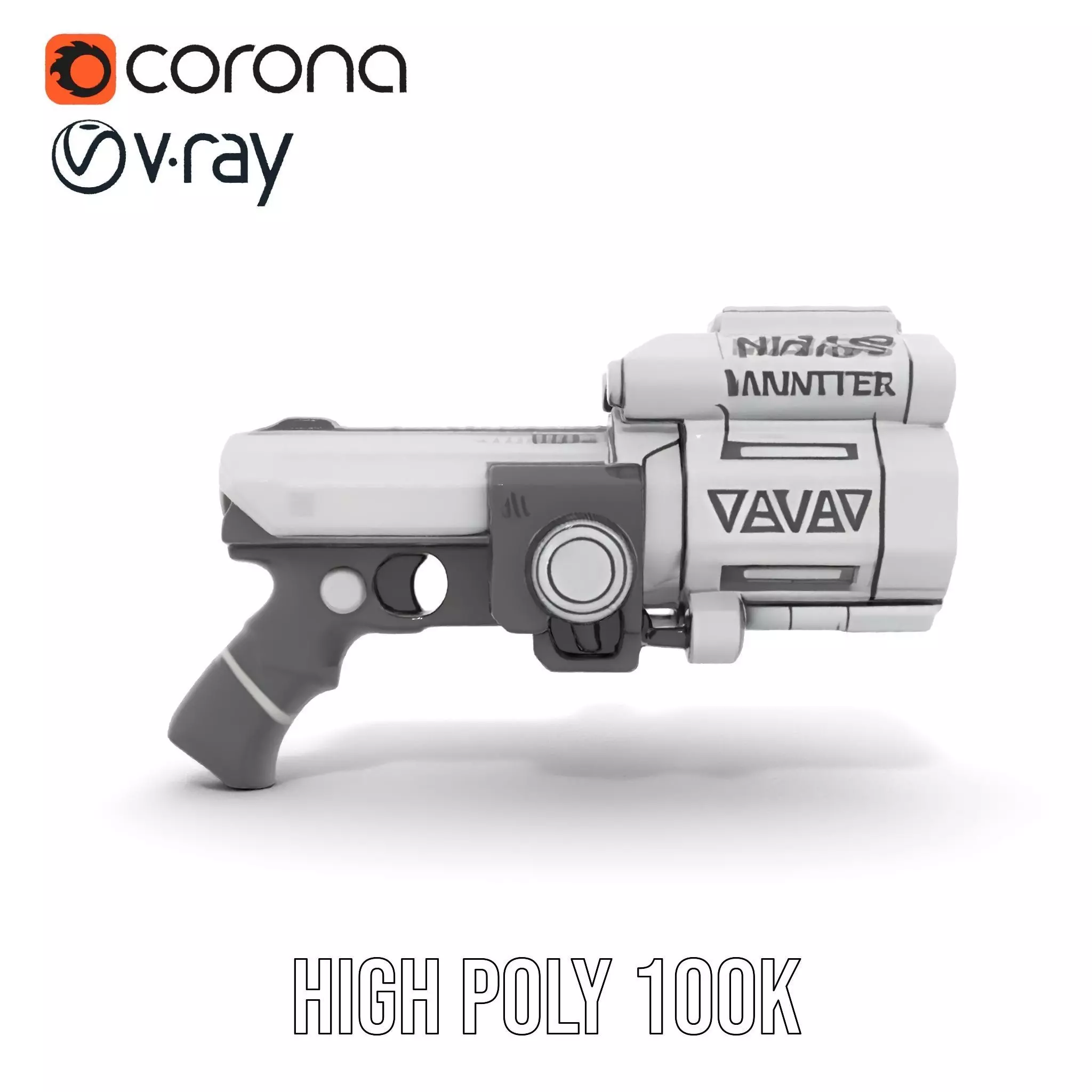 Futuristic Silver Blaster model pack Low-poly 3D model_16