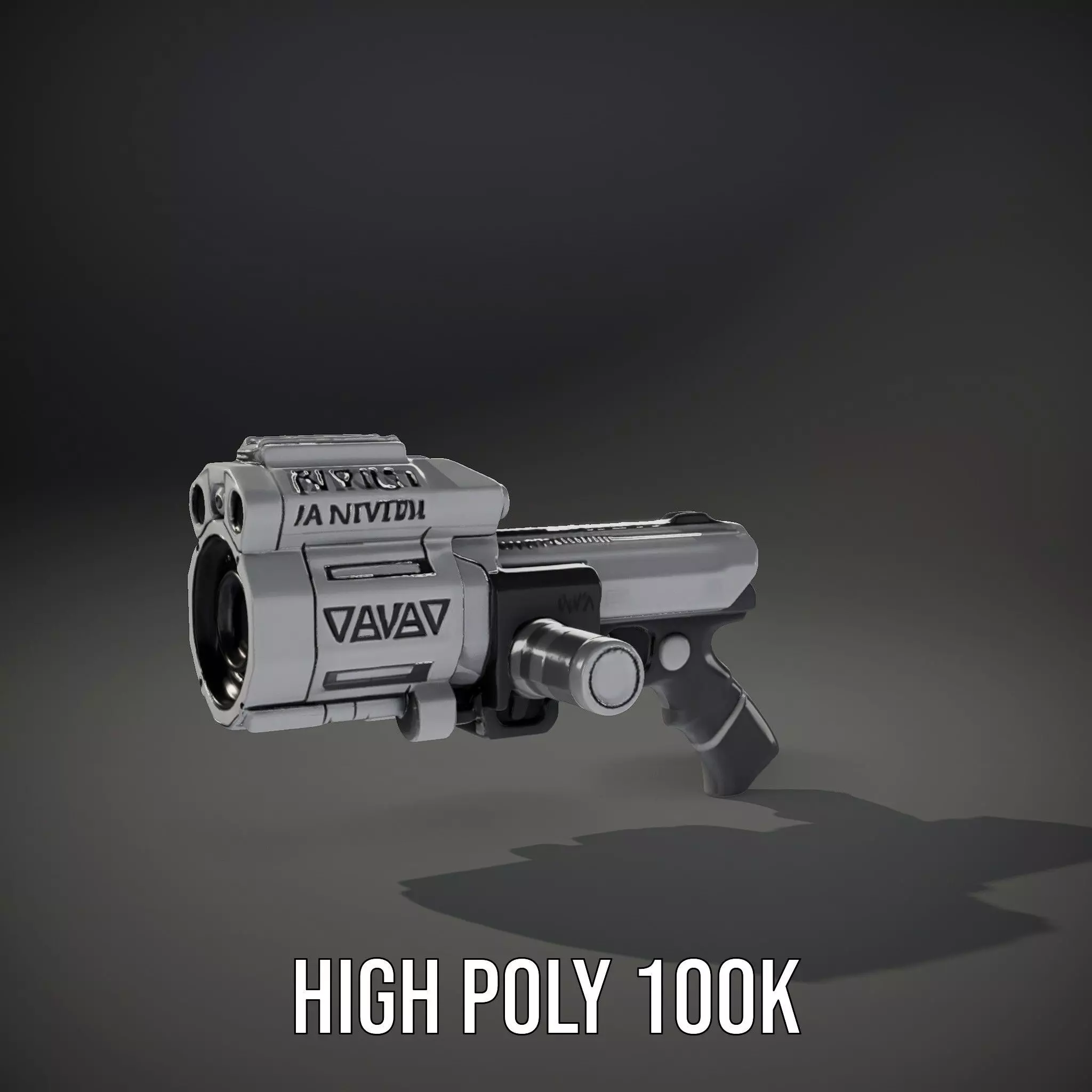 Futuristic Silver Blaster model pack Low-poly 3D model_11