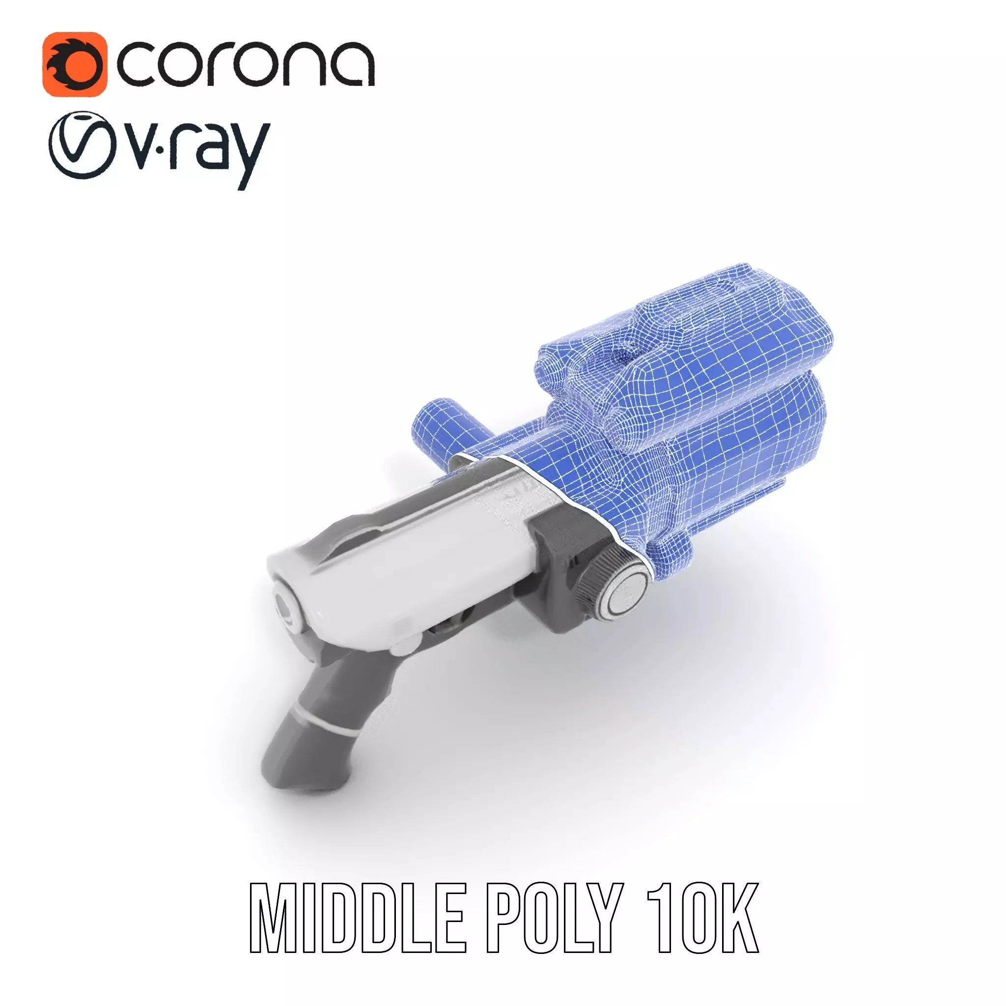 Futuristic Silver Blaster model pack Low-poly 3D model_25