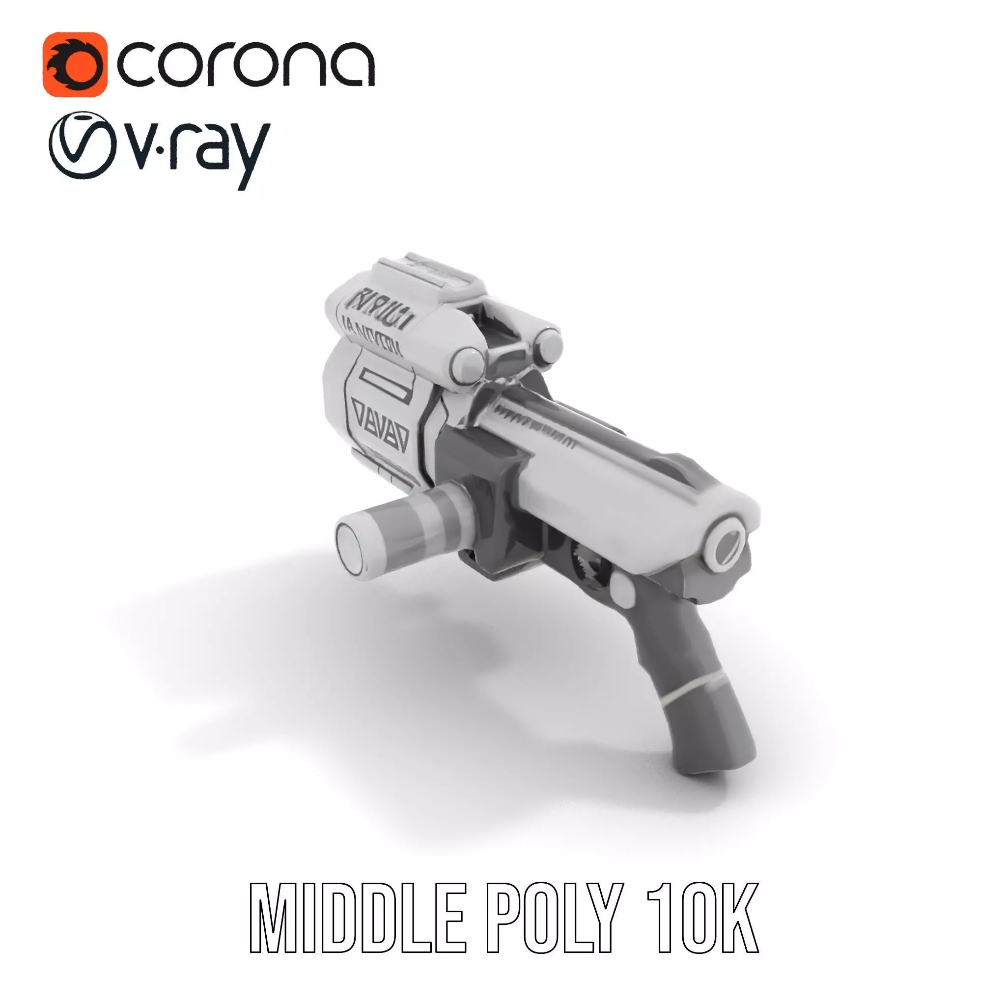 Futuristic Silver Blaster model pack Low-poly 3D model_17