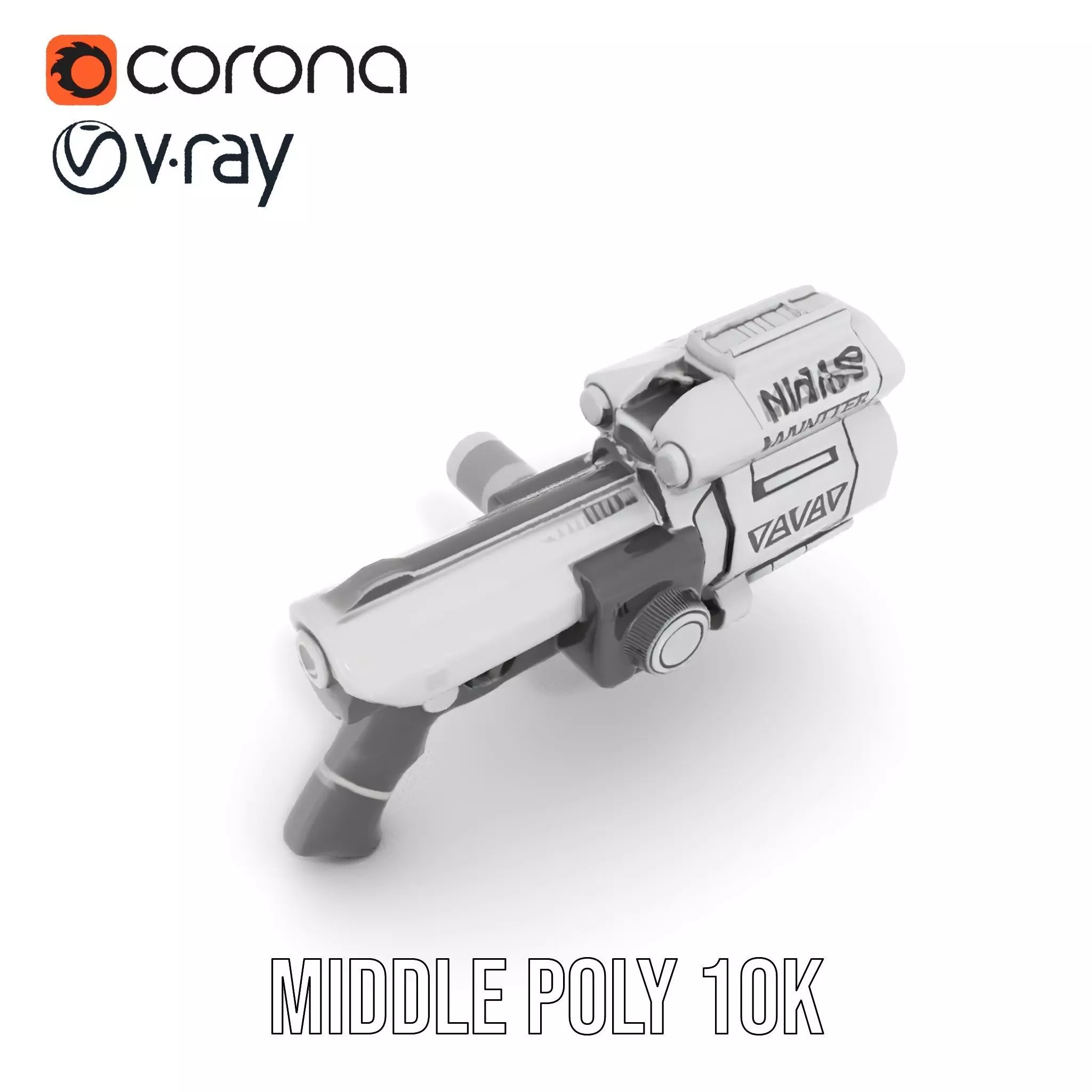 Futuristic Silver Blaster model pack Low-poly 3D model_22