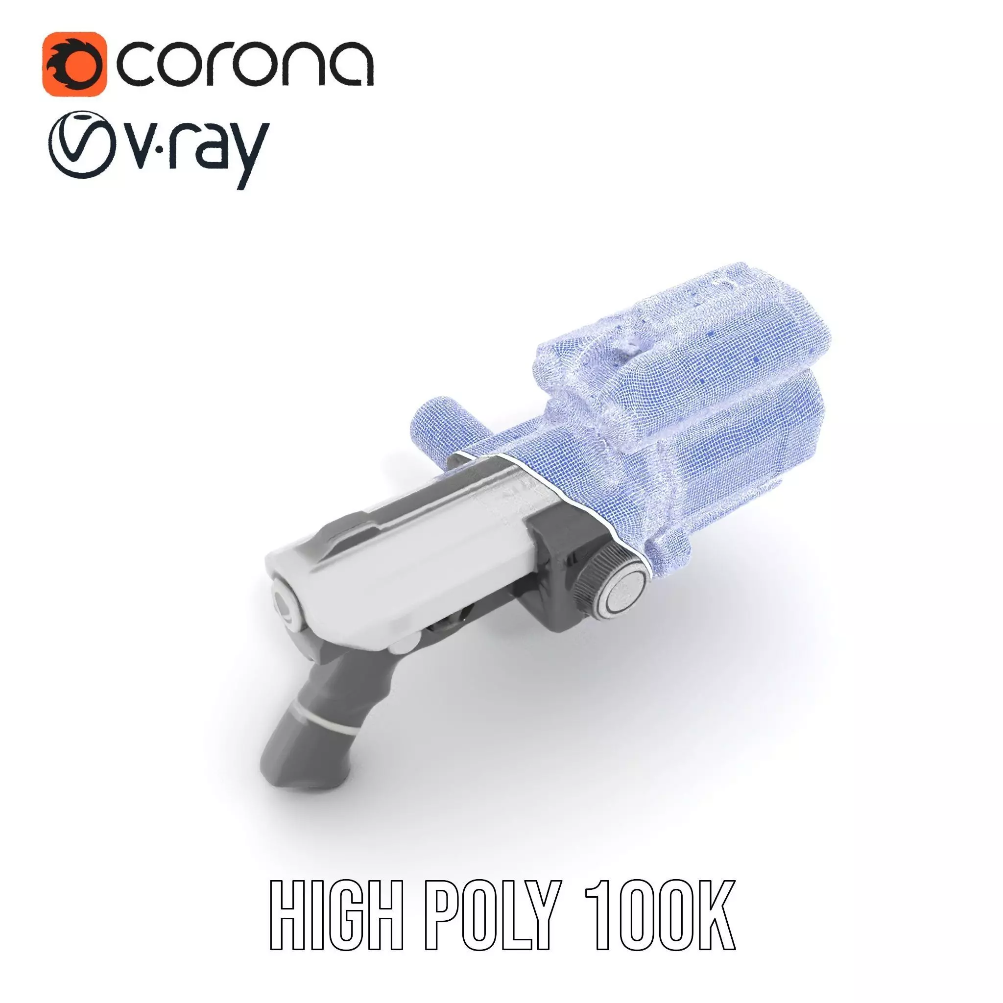 Futuristic Silver Blaster model pack Low-poly 3D model_32