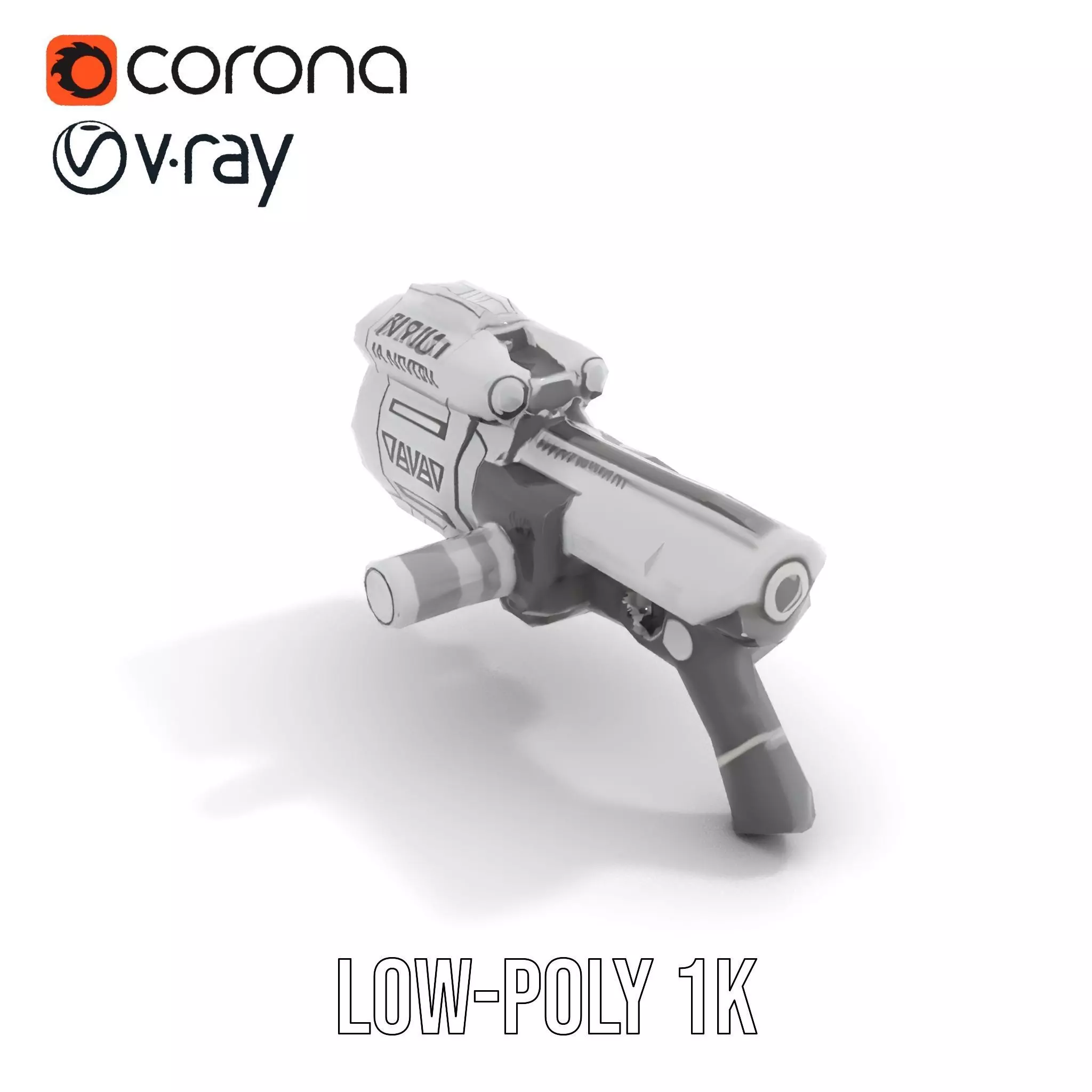 Futuristic Silver Blaster model pack Low-poly 3D model_26