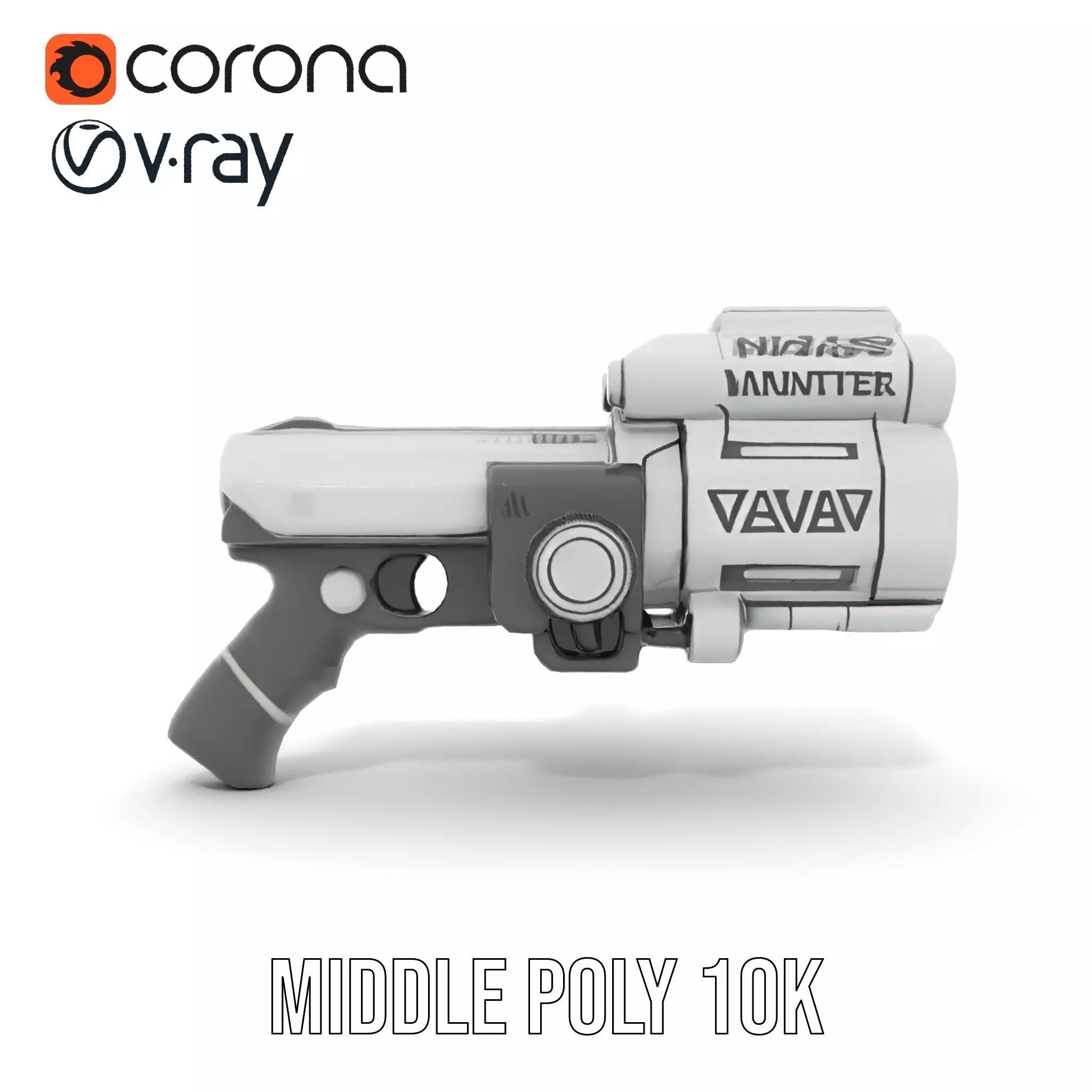 Futuristic Silver Blaster model pack Low-poly 3D model_7